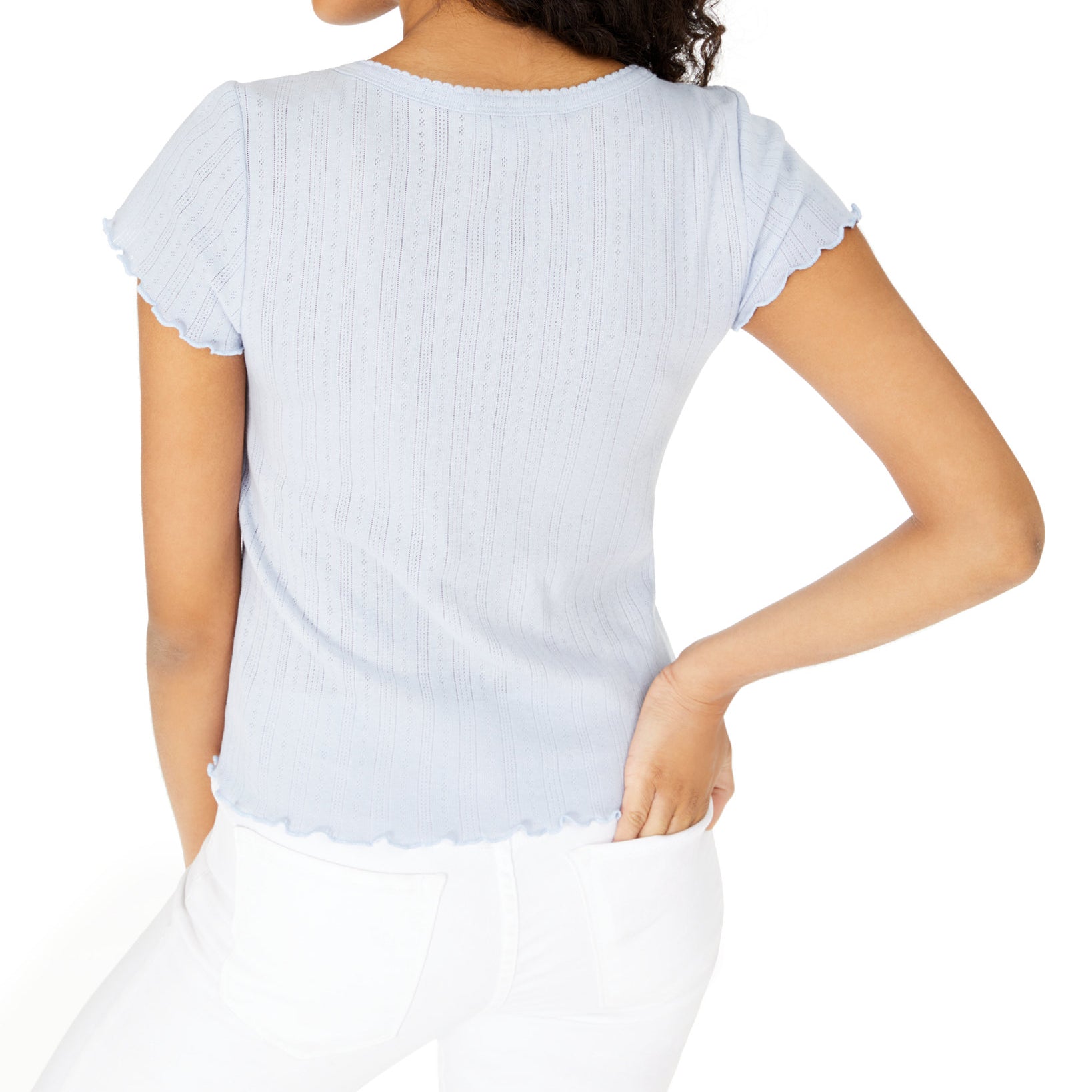 Hippie Rose Women Printed Pointelle Knit T Shirt