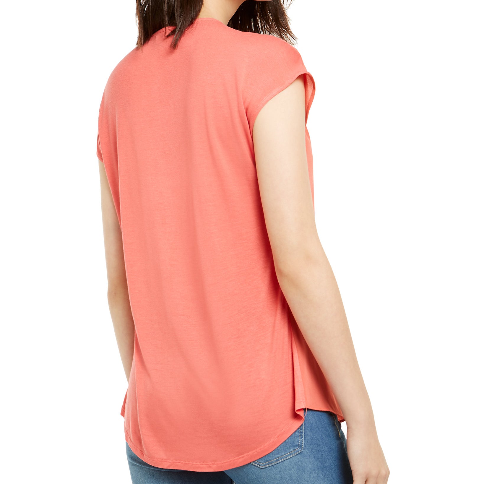 INC International Concepts Women Plus Mixed Media Dolman Sleeve Top