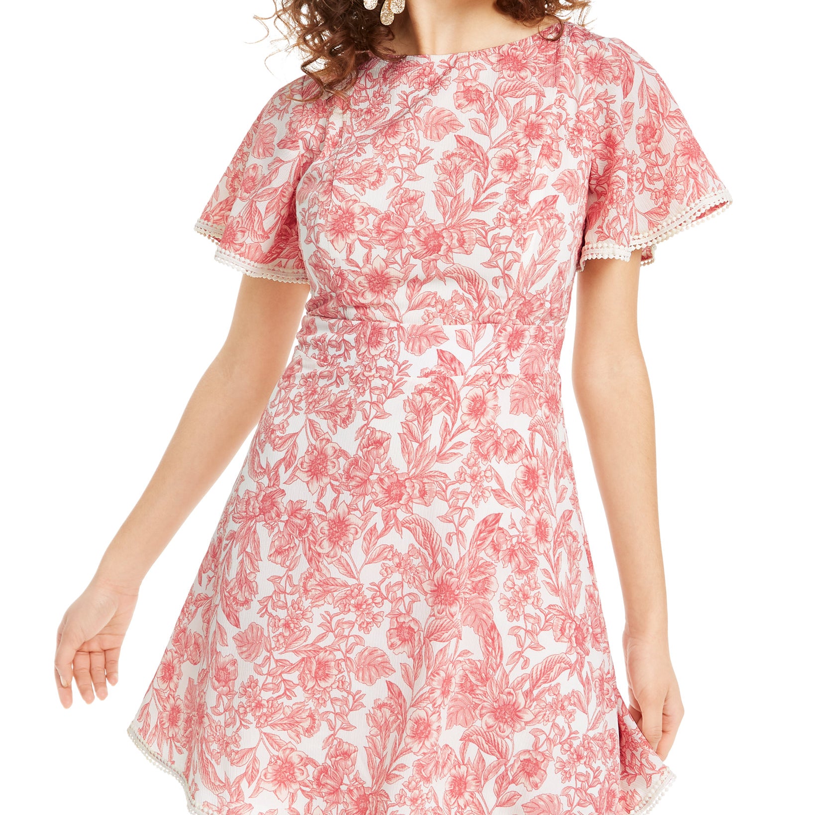 B Darlin Floral A Line Dress Cream Mauve Cream