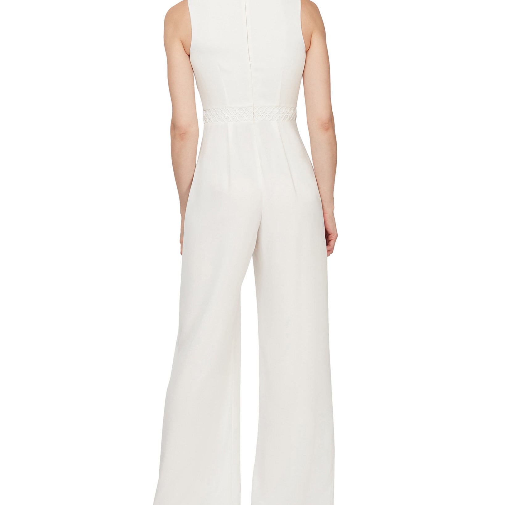 SL Fashions Women Sleeveless Eyelet Trim Jumpsuit