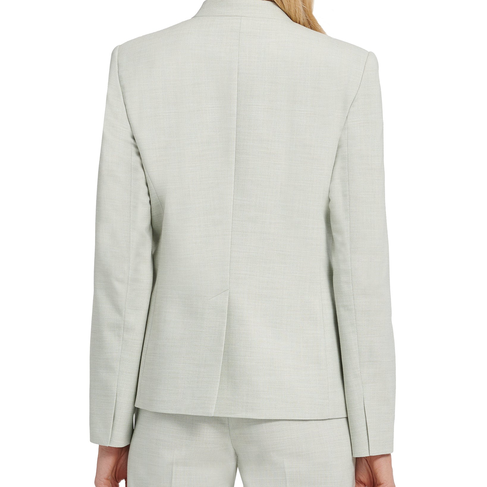 DKNY Women Petite Twill Collarless One Button Blazer