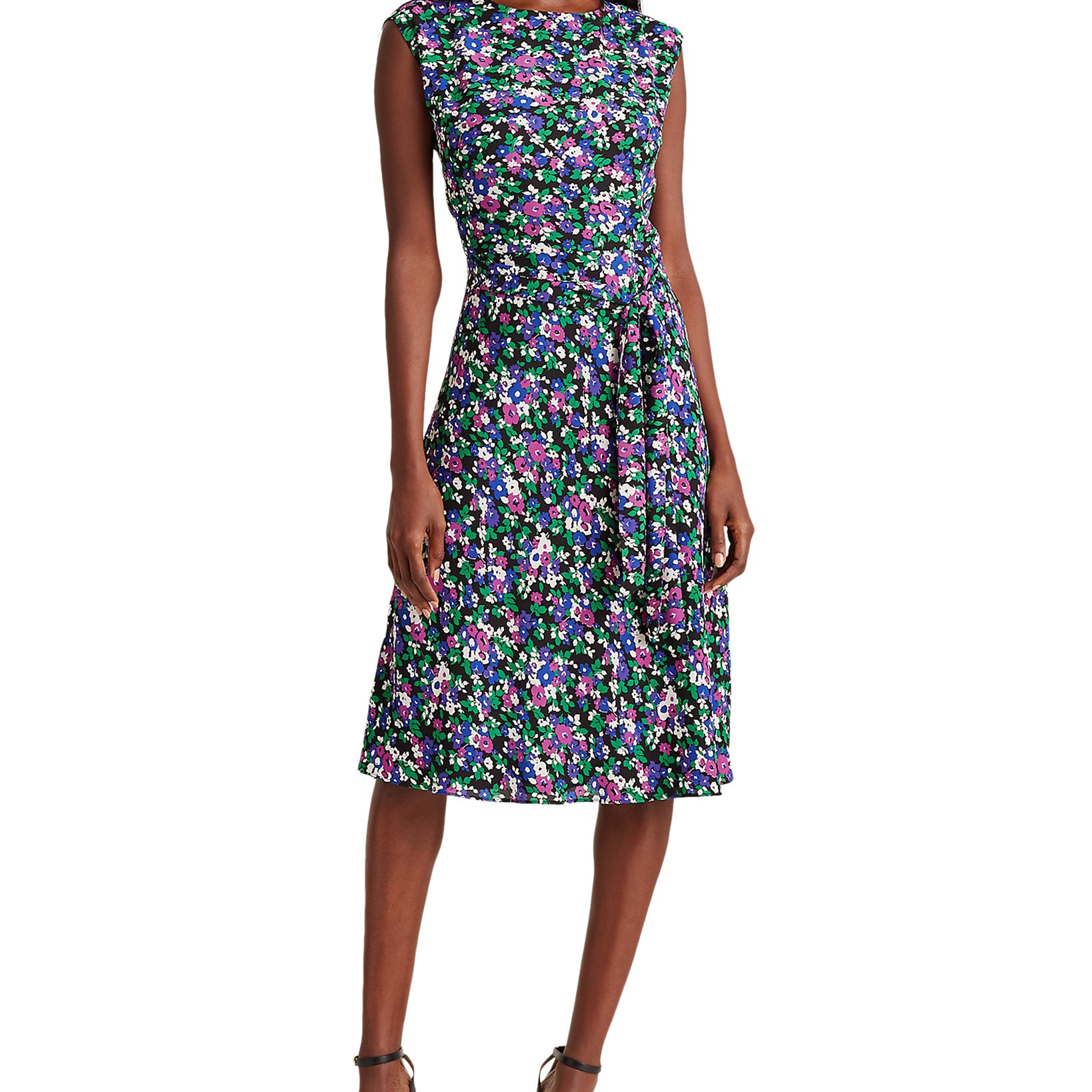 Lauren Ralph Lauren Women Floral Dress Black Purple