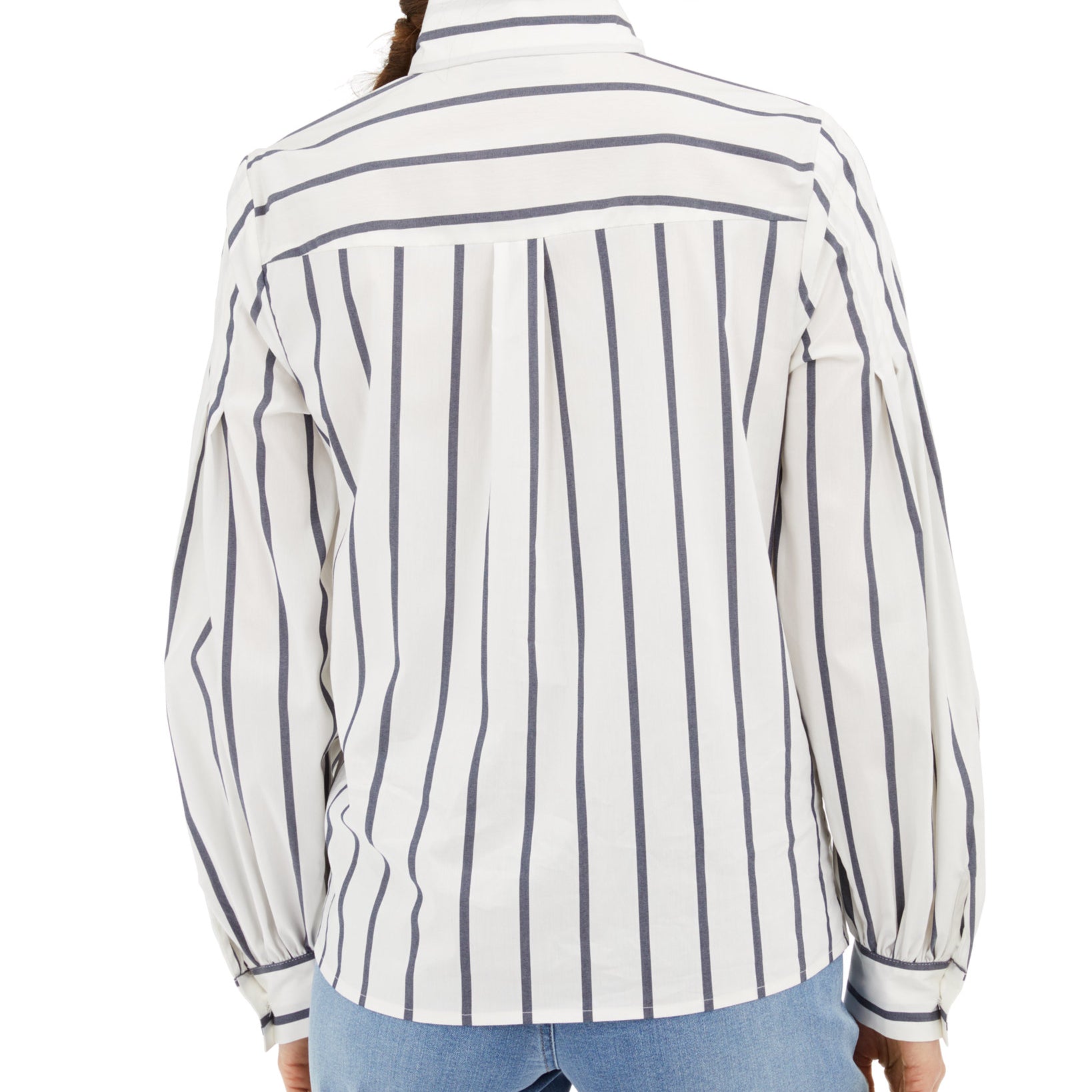 INC International Concepts Women Striped Tie Neck Shirt