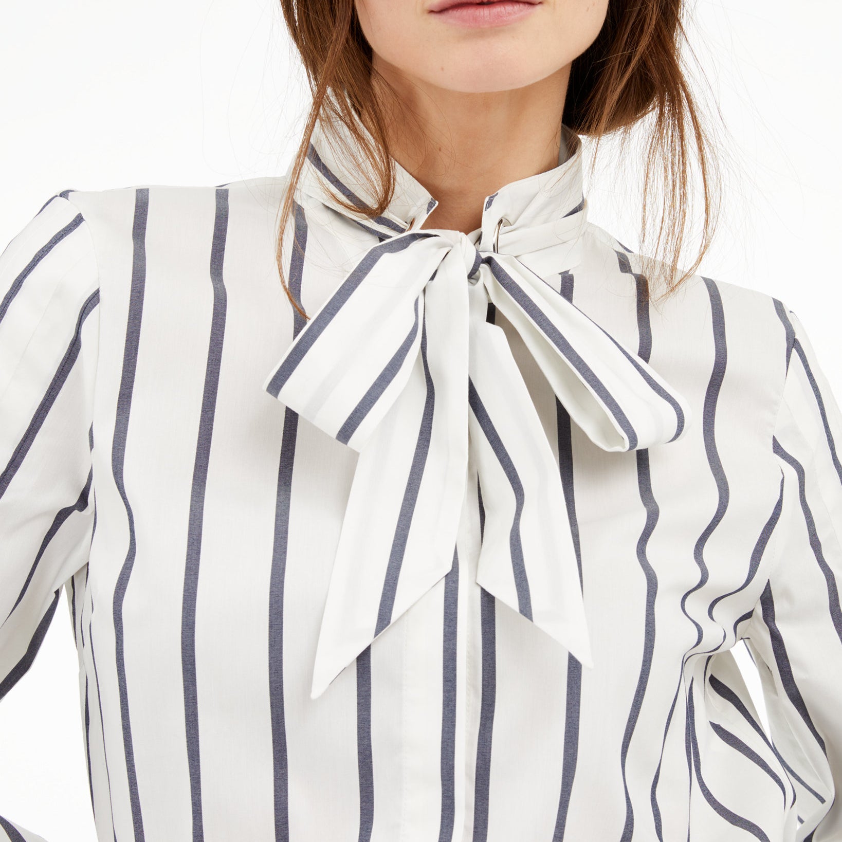 INC International Concepts Women Striped Tie Neck Shirt