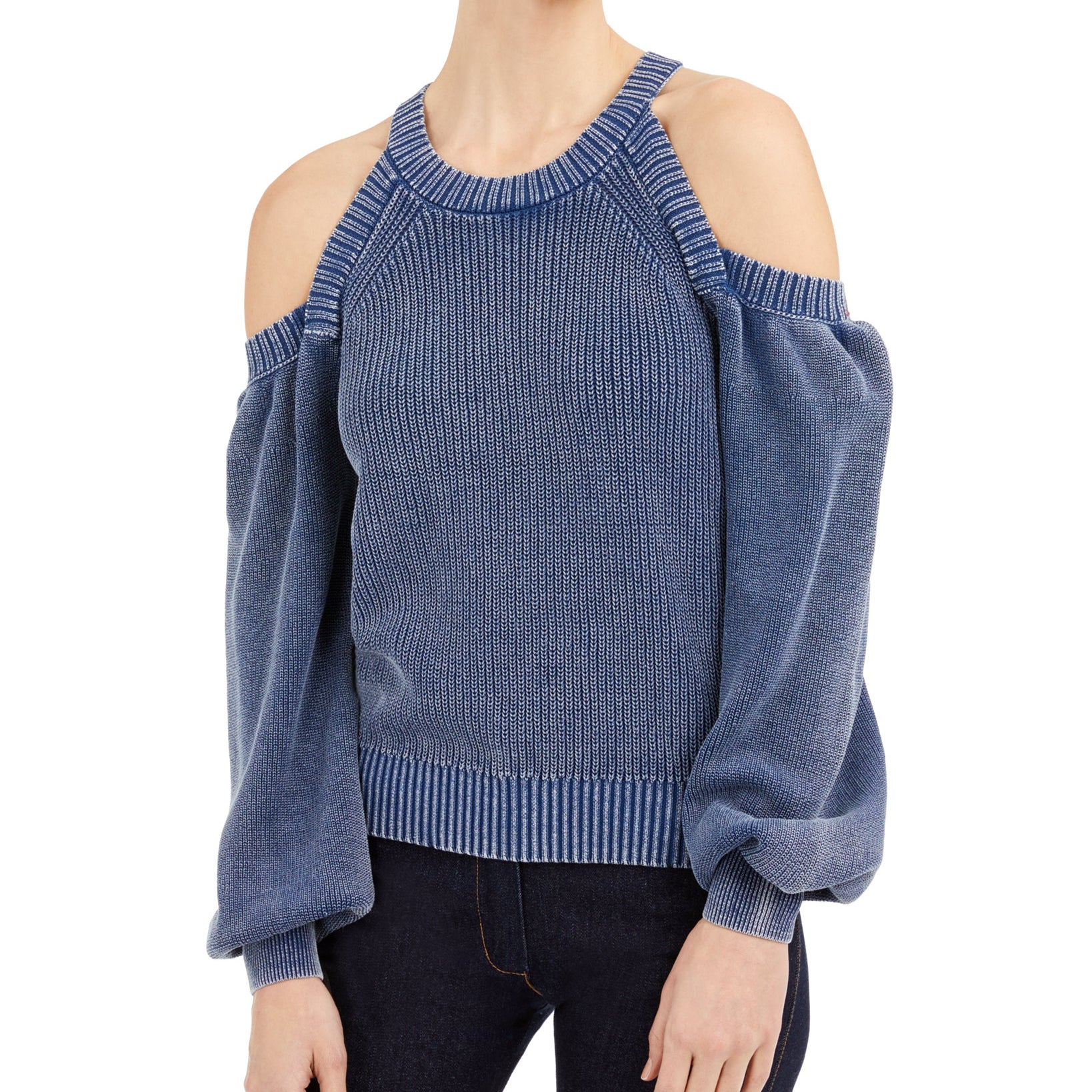 INC International Concepts Women Cold Shoulder Sweater Inkberry