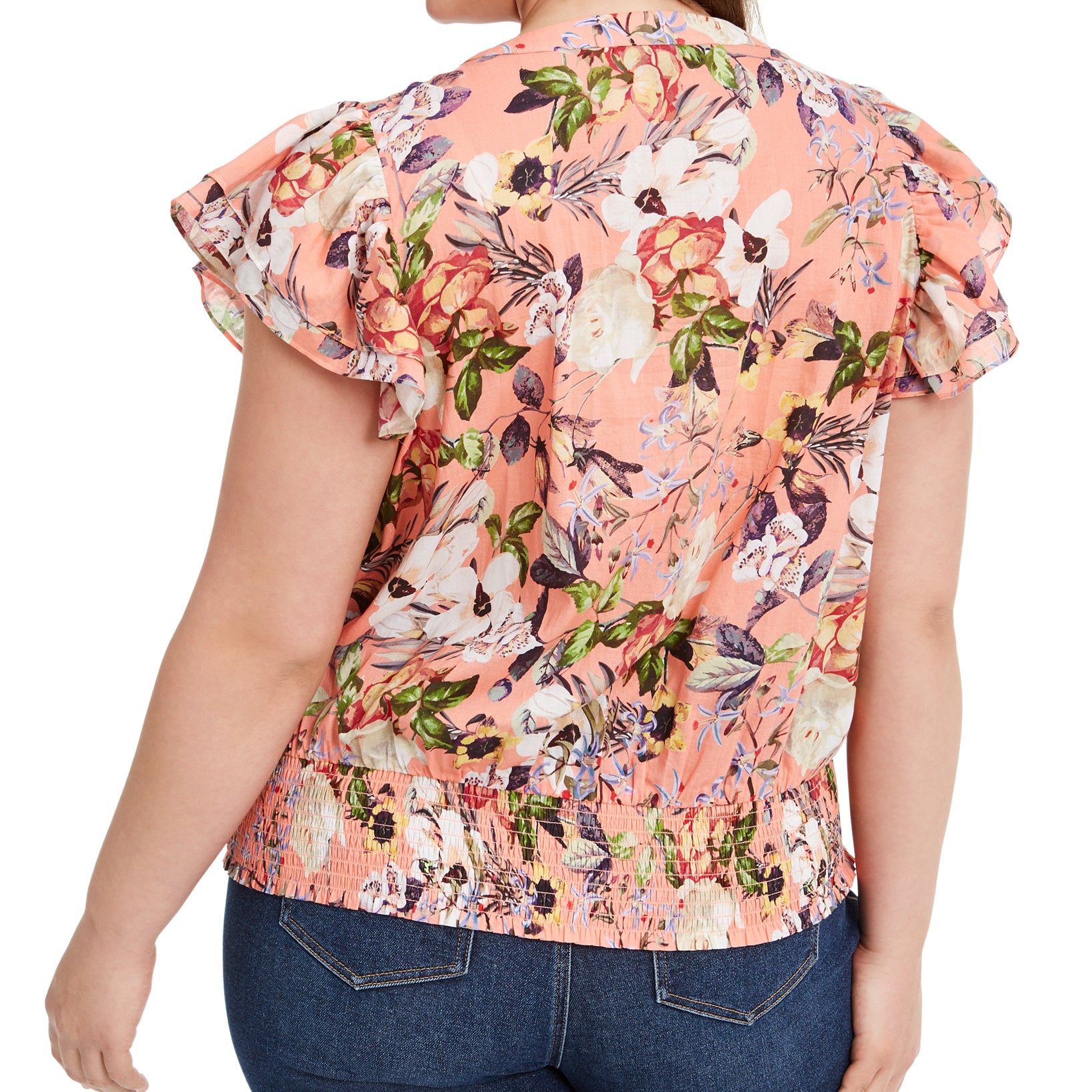 INC International Concepts Women Plus Cotton Lace Up Flutter Top