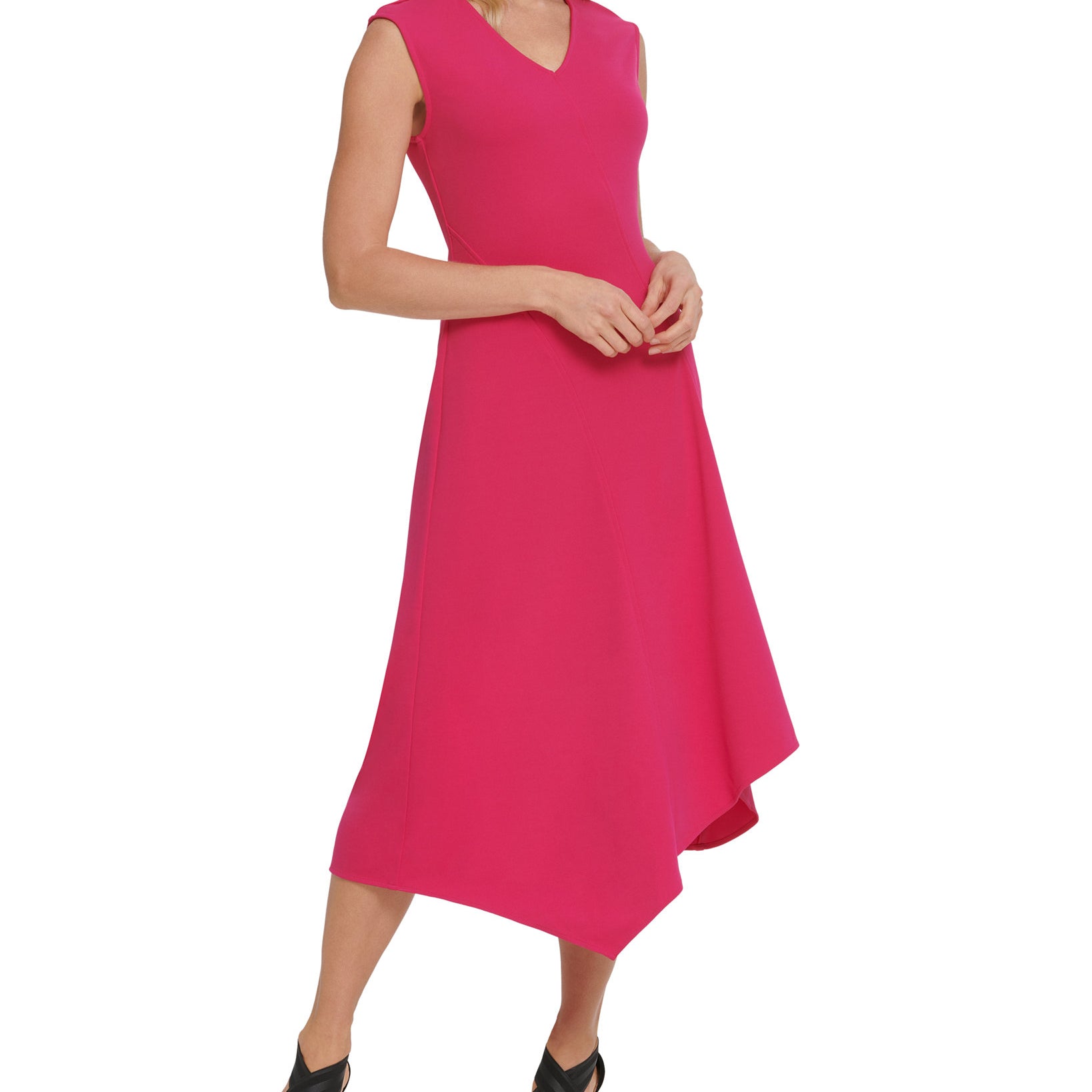 DKNY Women Asymmetrical Midi Dress Orchid