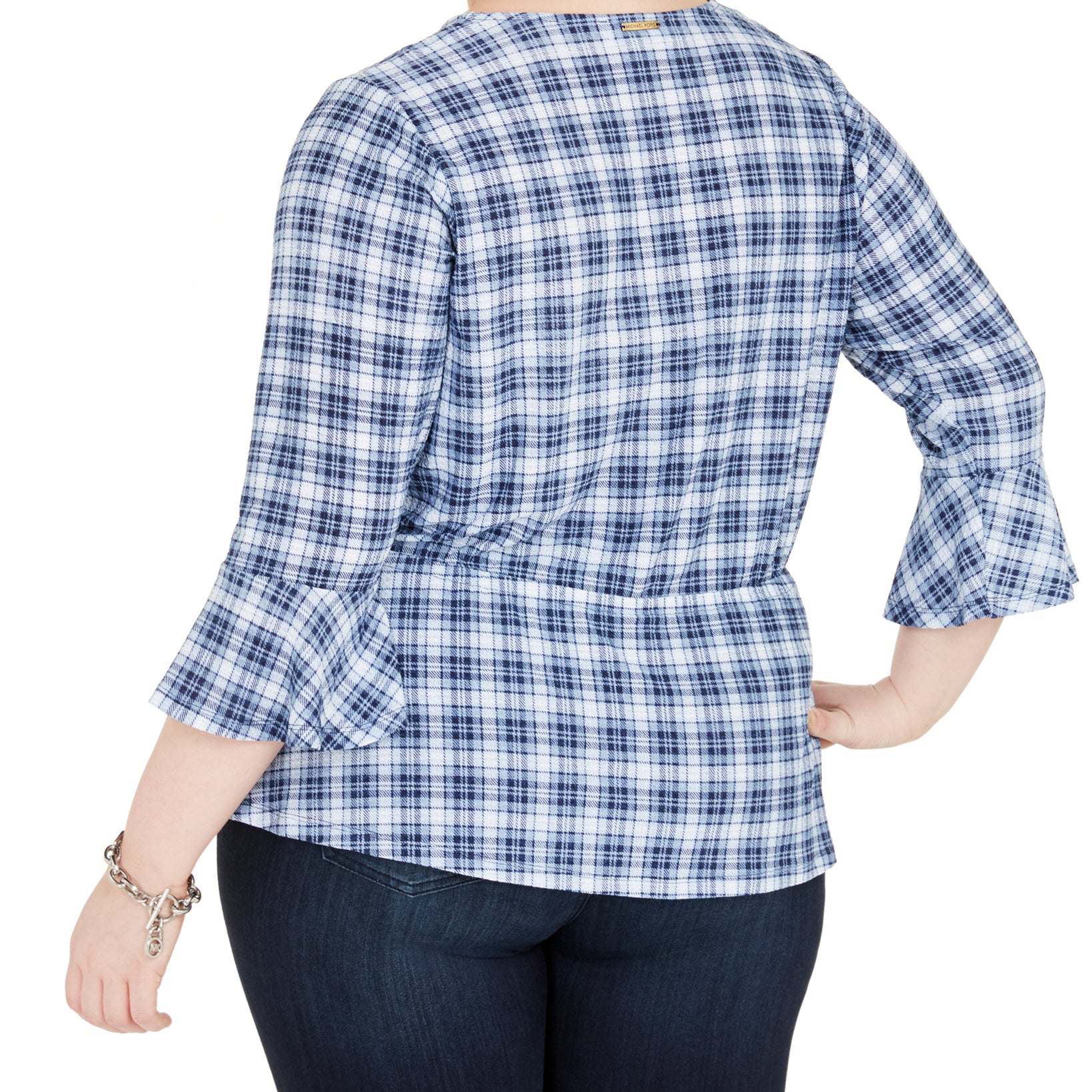 MICHAEL Michael Kors Women Plus Plaid Bell Sleeve Top