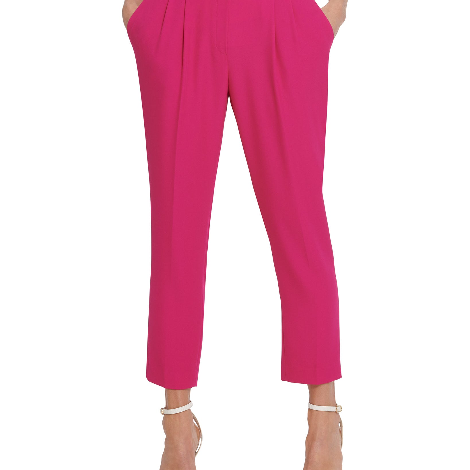 DKNY Women Pleated Waist Straight Leg Pants Orchid