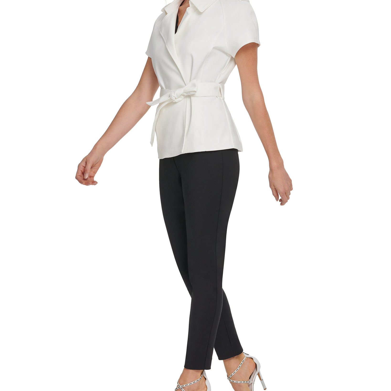 DKNY Women Belted Short Sleeve Jacket