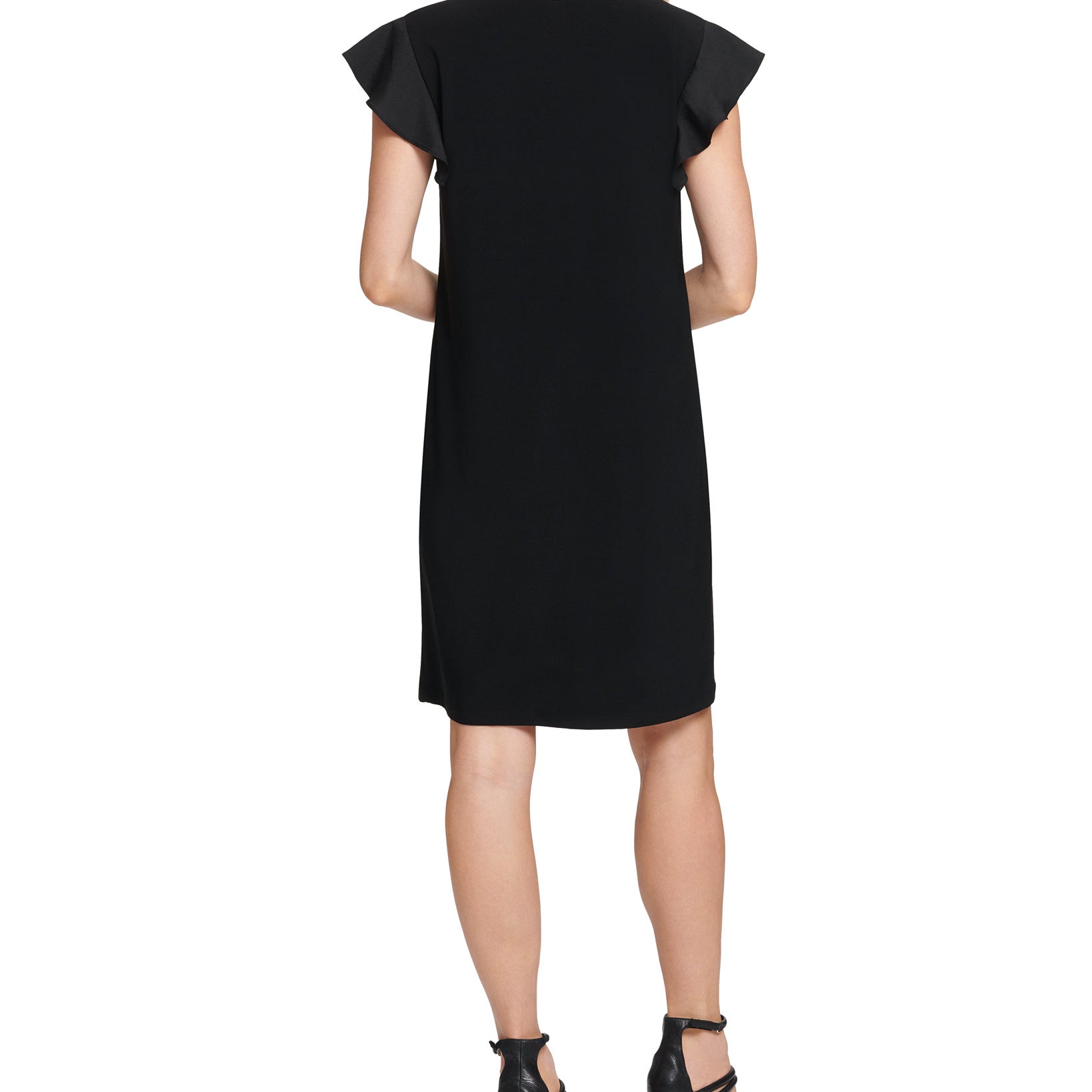 DKNY Women Mixed Media Flutter Sleeve Dress
