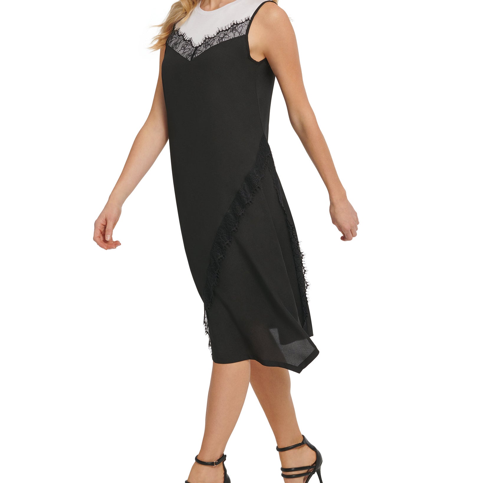 DKNY Women Mixed Media Sleeveless Dress