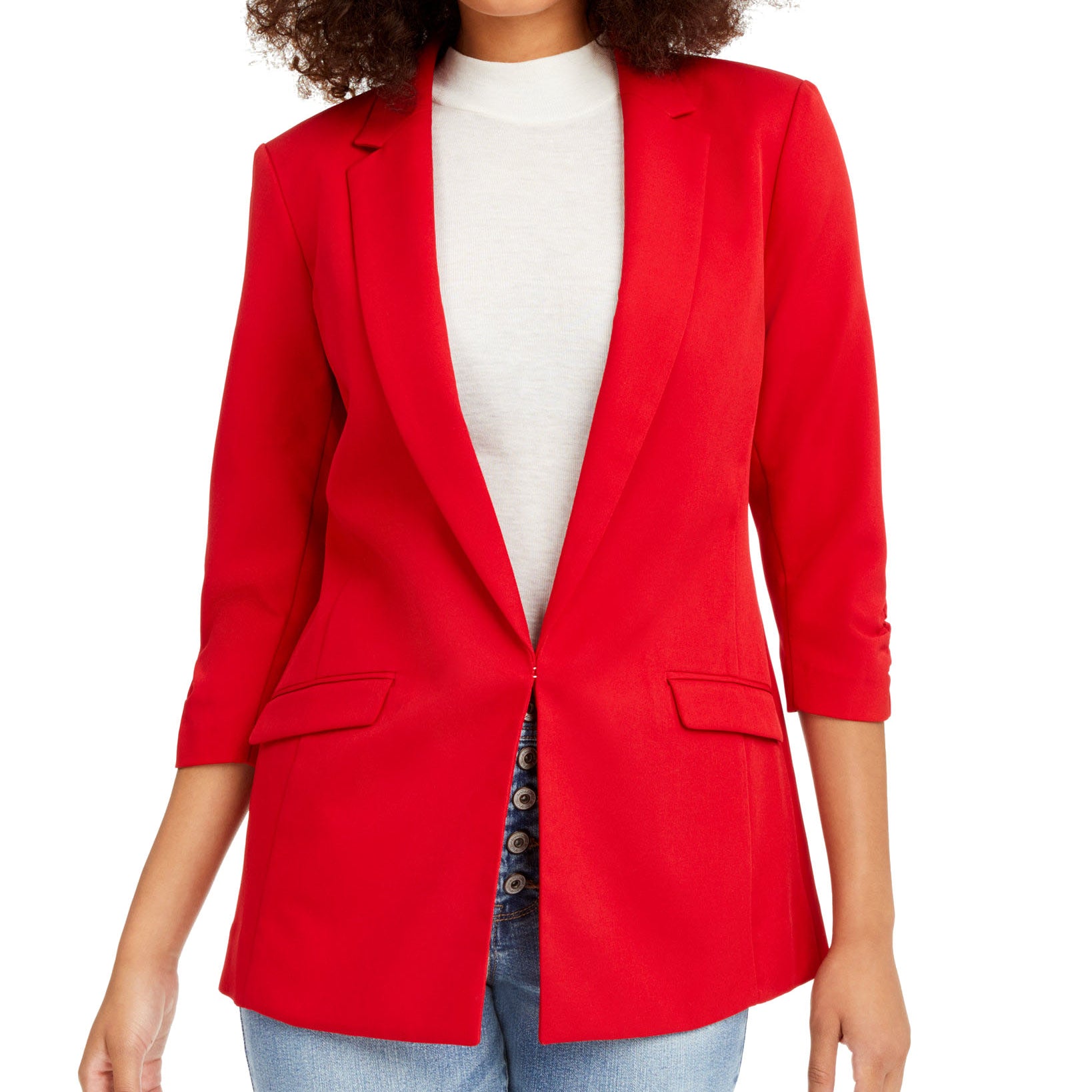 INC International Concepts Women Menswear Blazer Glam Red