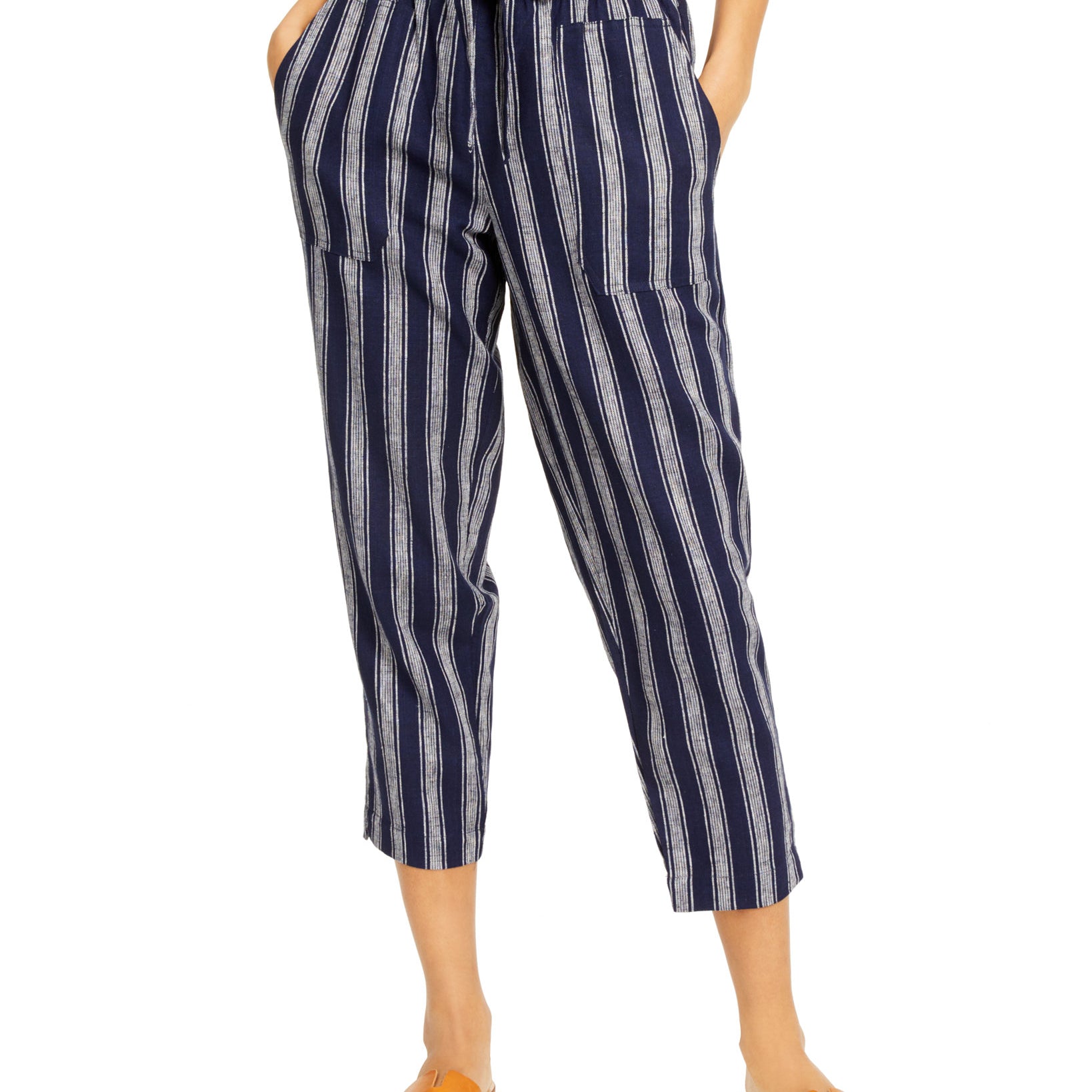 Indigo Rein Juniors Striped Cropped Soft Pants Dark Blue