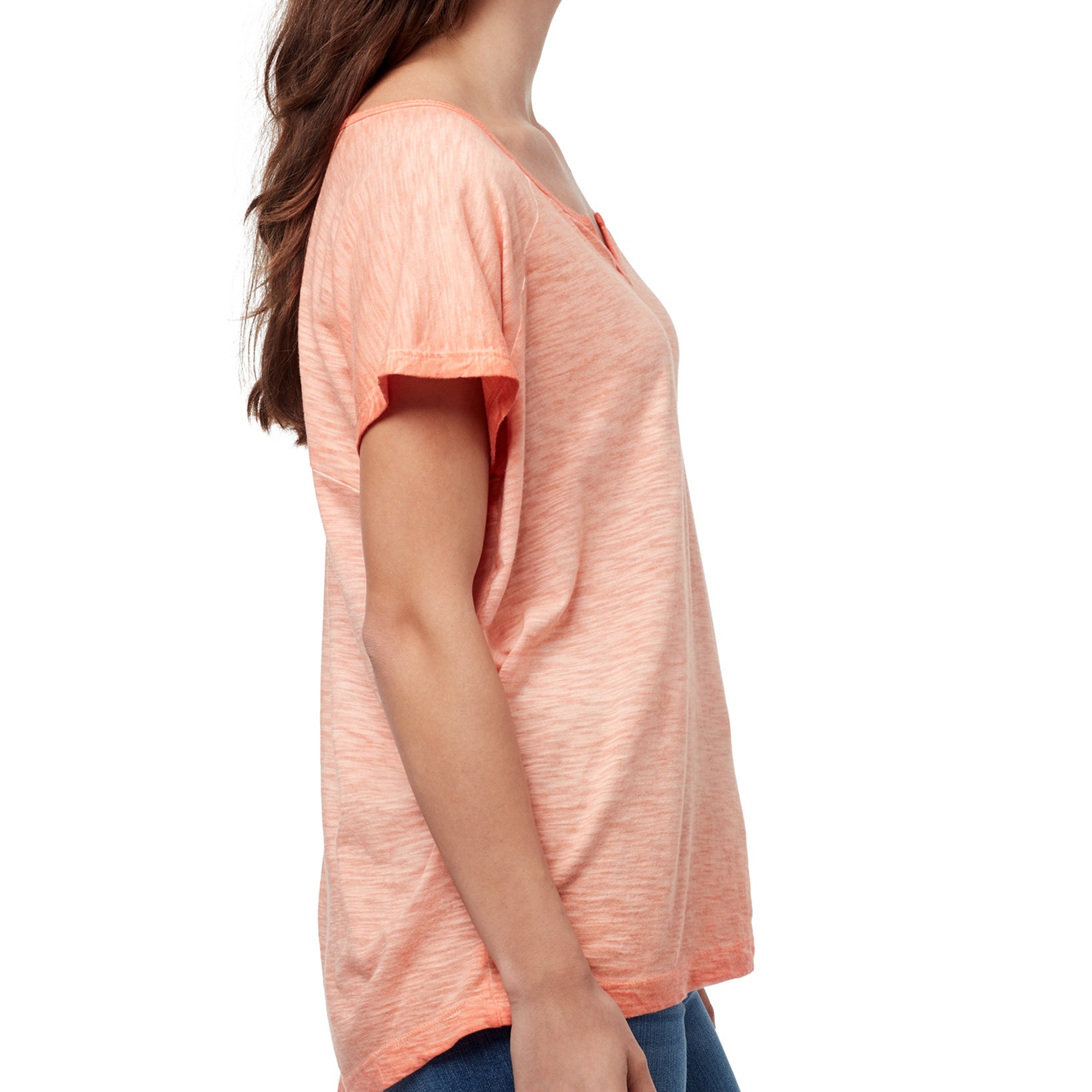 William Rast Women Split Neck Raglan Sleeve T Shirt