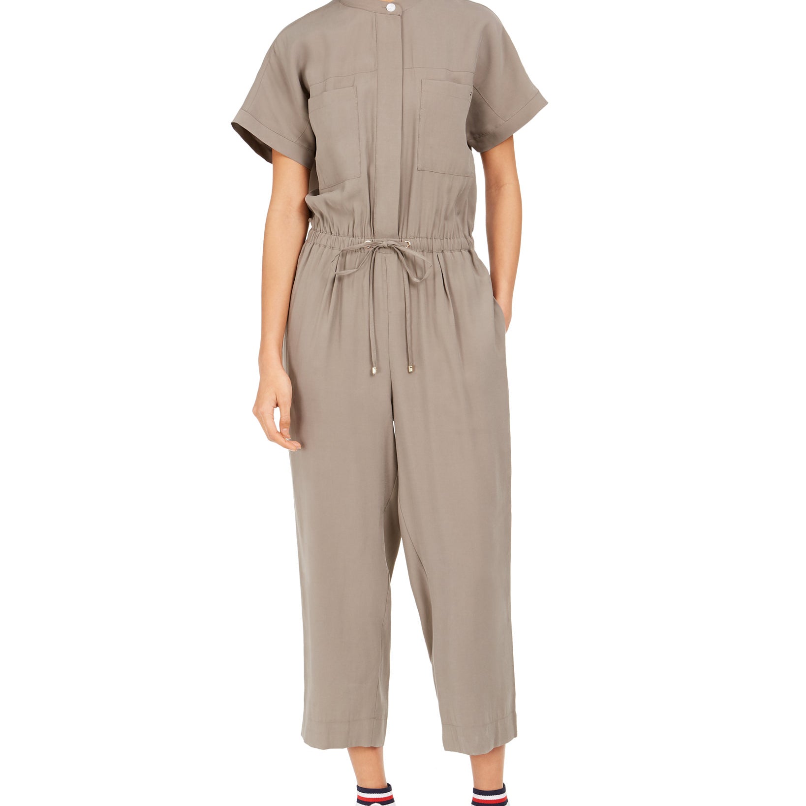 Tommy Hilfiger Women Drawstring Waist Jumpsuit Ash