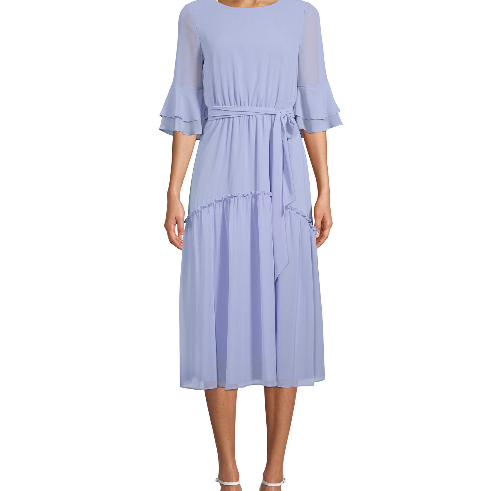Anne Klein Women Ruffled A Line Dress High Sky Blue
