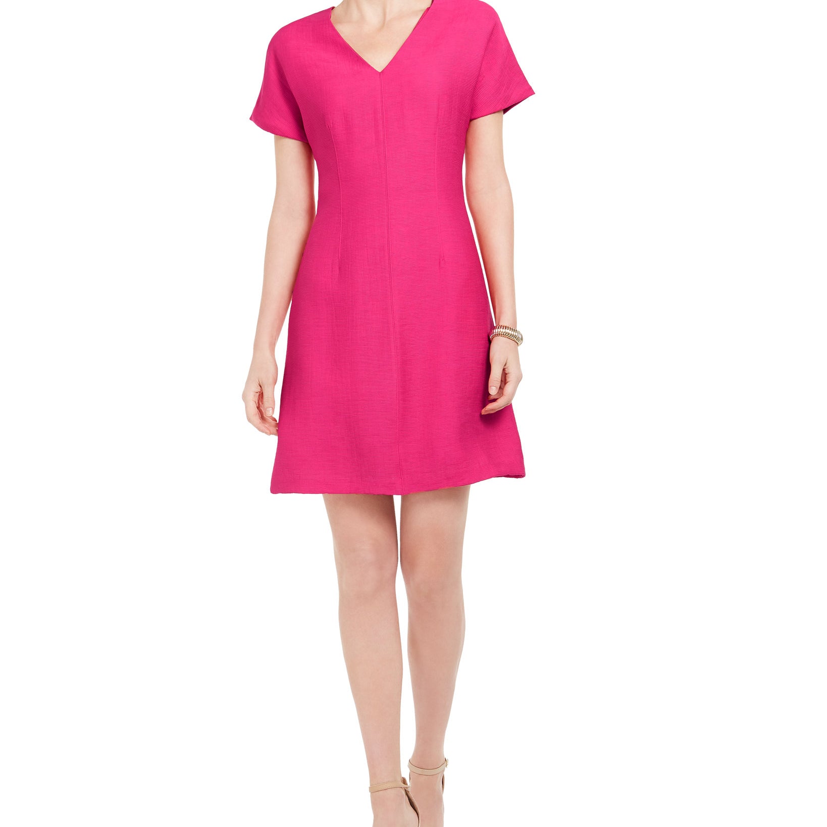 Natori Women Short Sleeve Textured Dress Azelea Rose