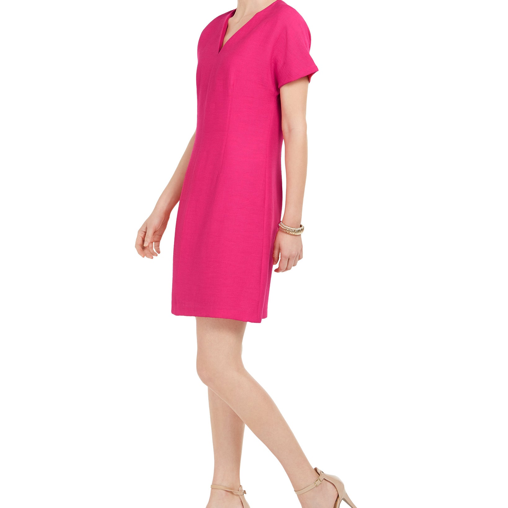 Natori Women Short Sleeve Textured Dress