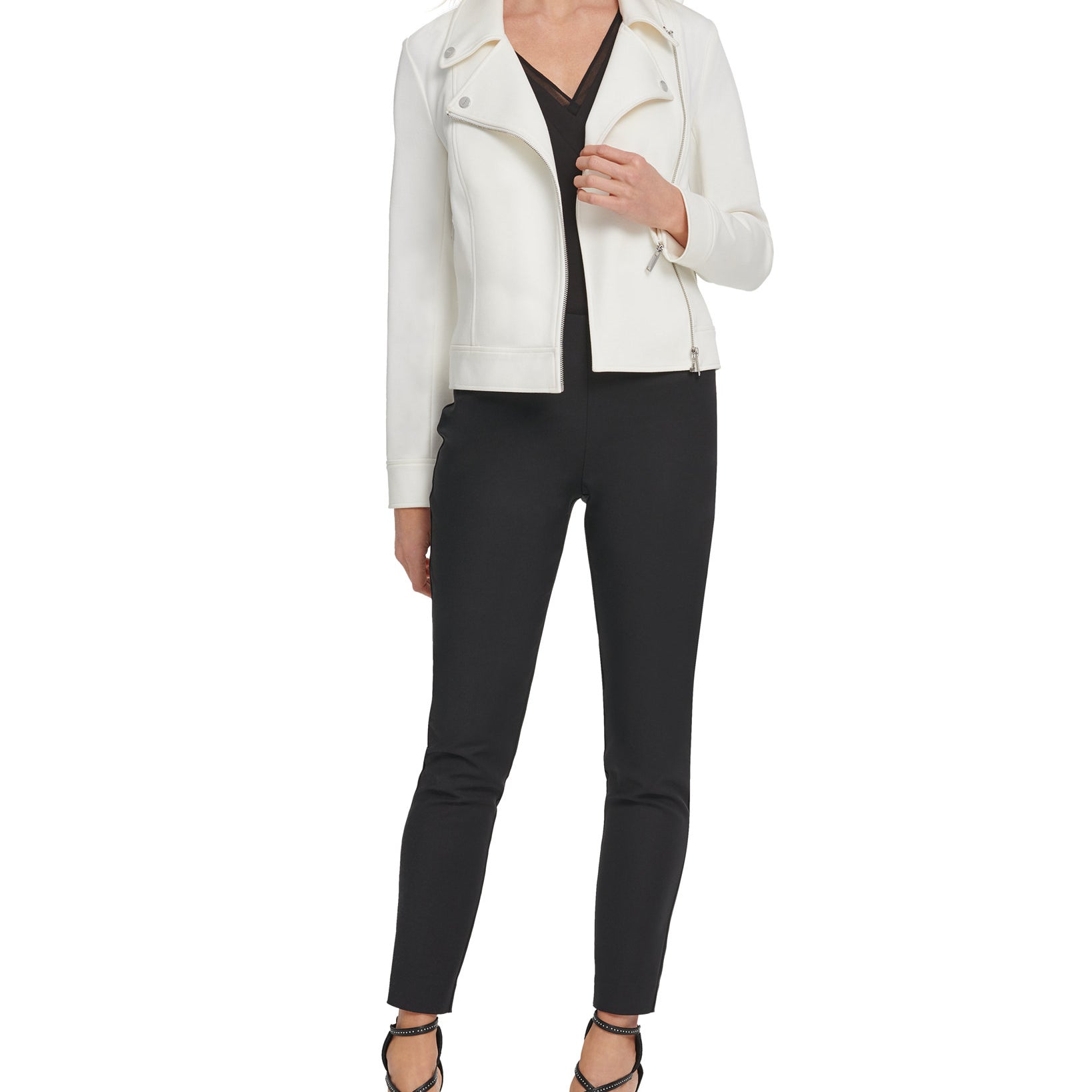 DKNY Women Soft Textured Moto Jacket