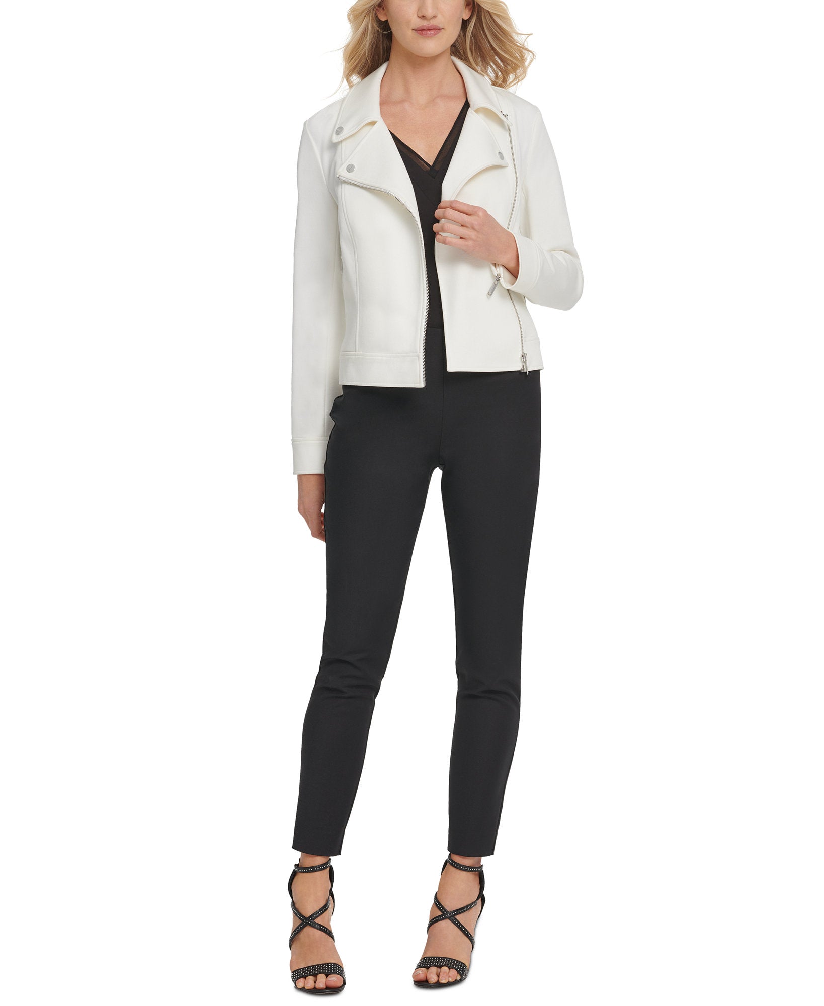 DKNY Women Soft Textured Moto Jacket
