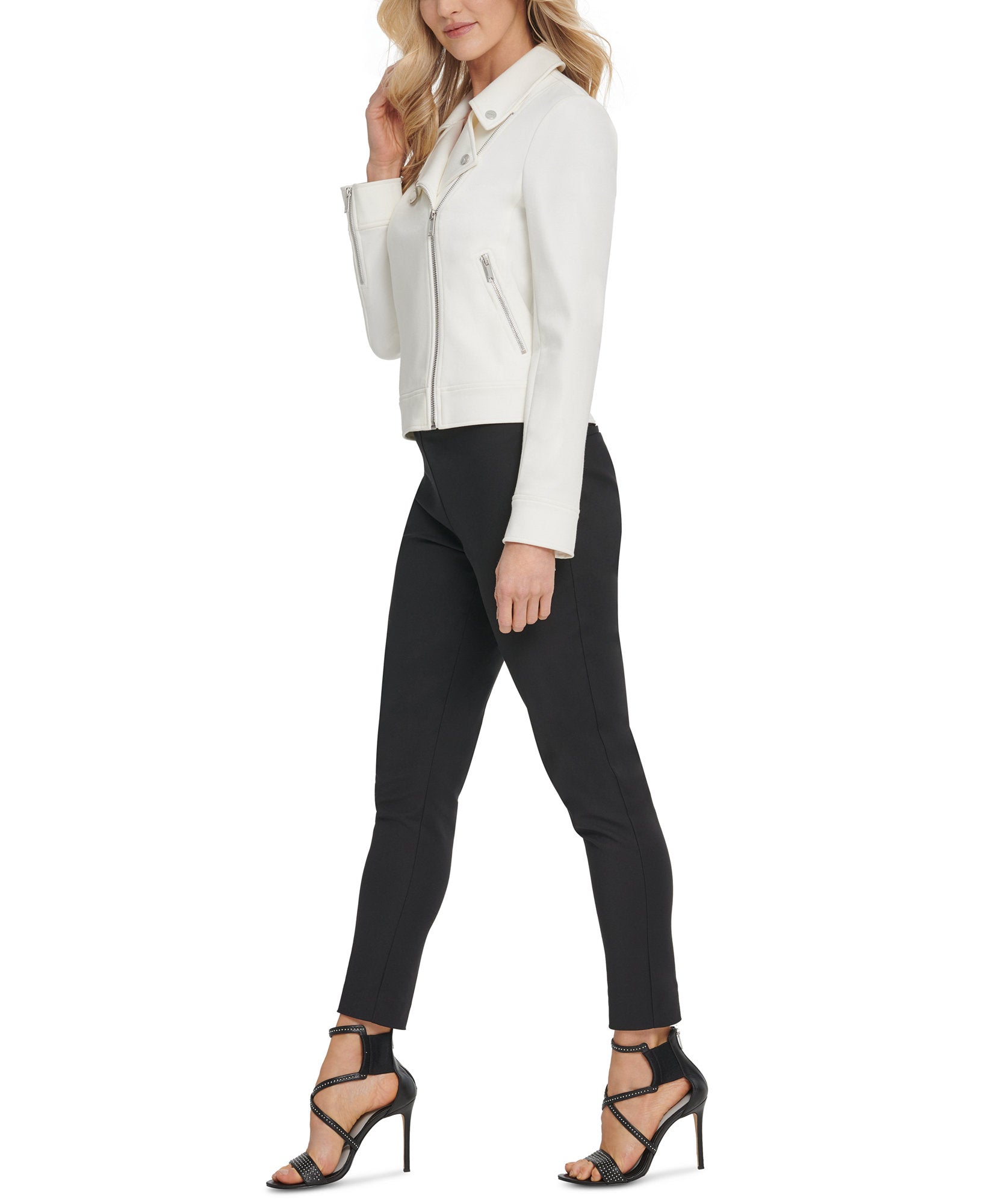 DKNY Women Soft Textured Moto Jacket