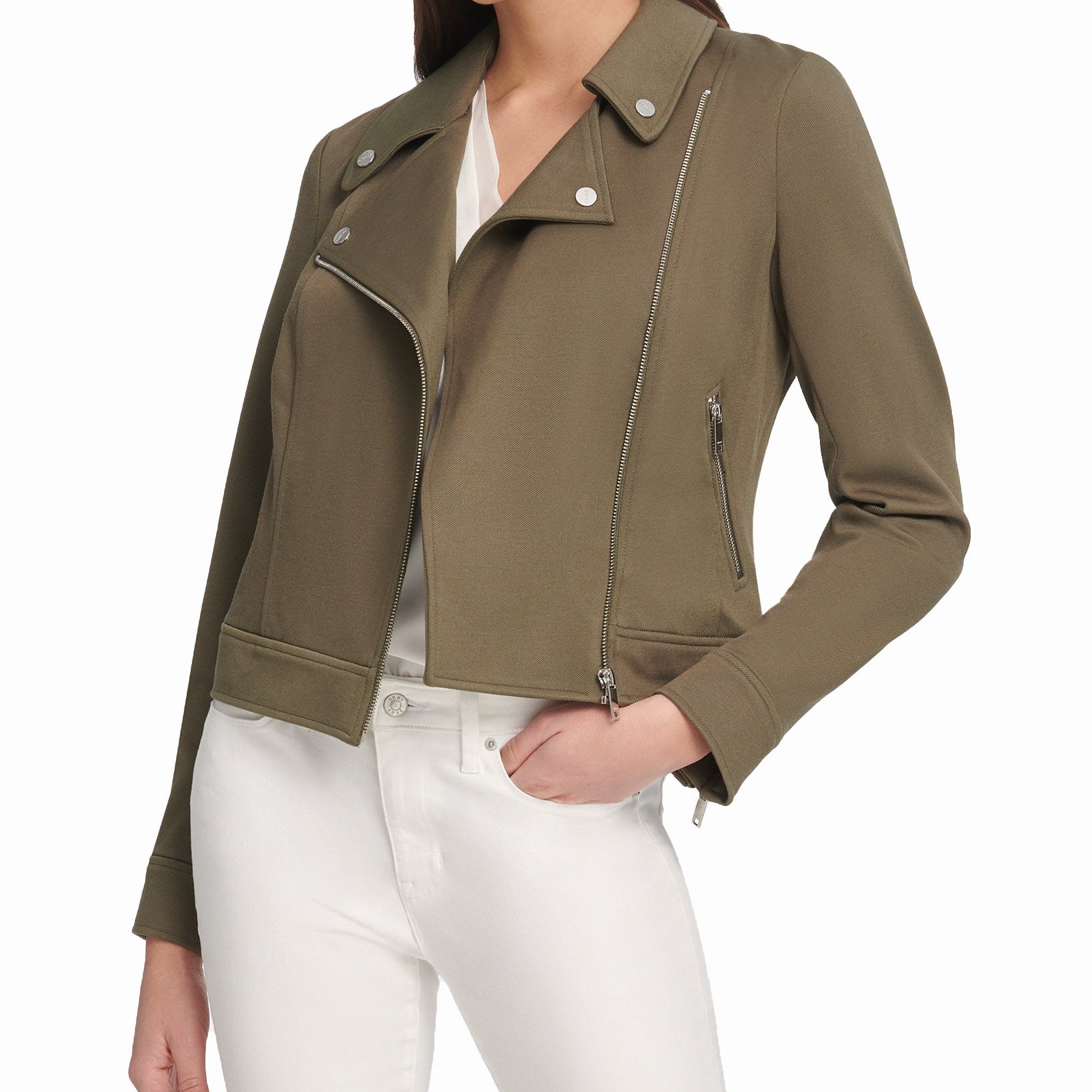 DKNY Women Soft Textured Moto Jacket