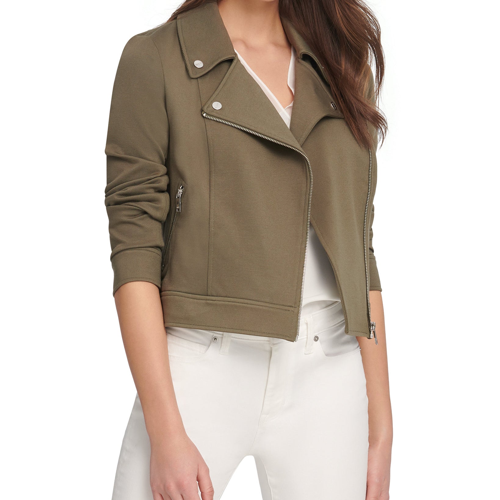 DKNY Women Soft Textured Moto Jacket