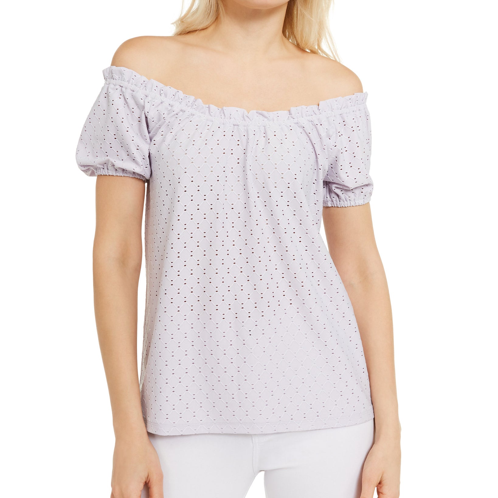 MICHAEL Michael Kors Women Sheared Jacquard Top Lavender Mist