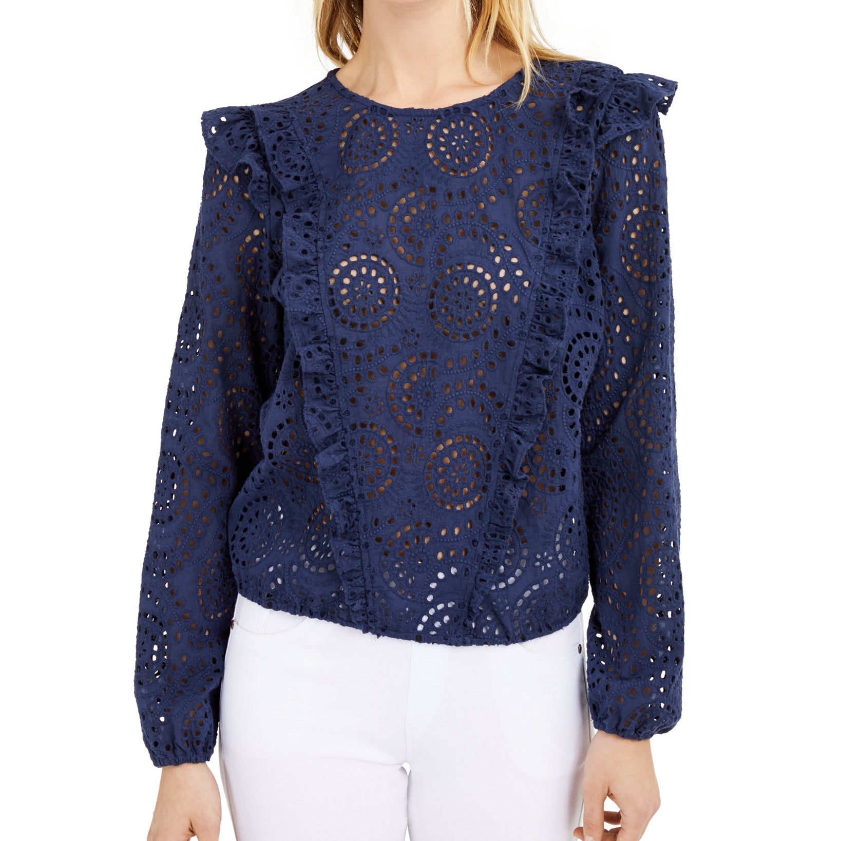 INC-International-Concepts-Women-Ruffled-Eyelet-Top-Indigo-Sea