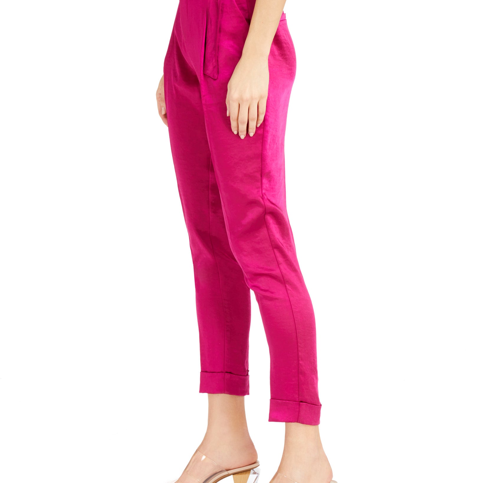 INC International Concepts Women Satin Belted Ankle Pants