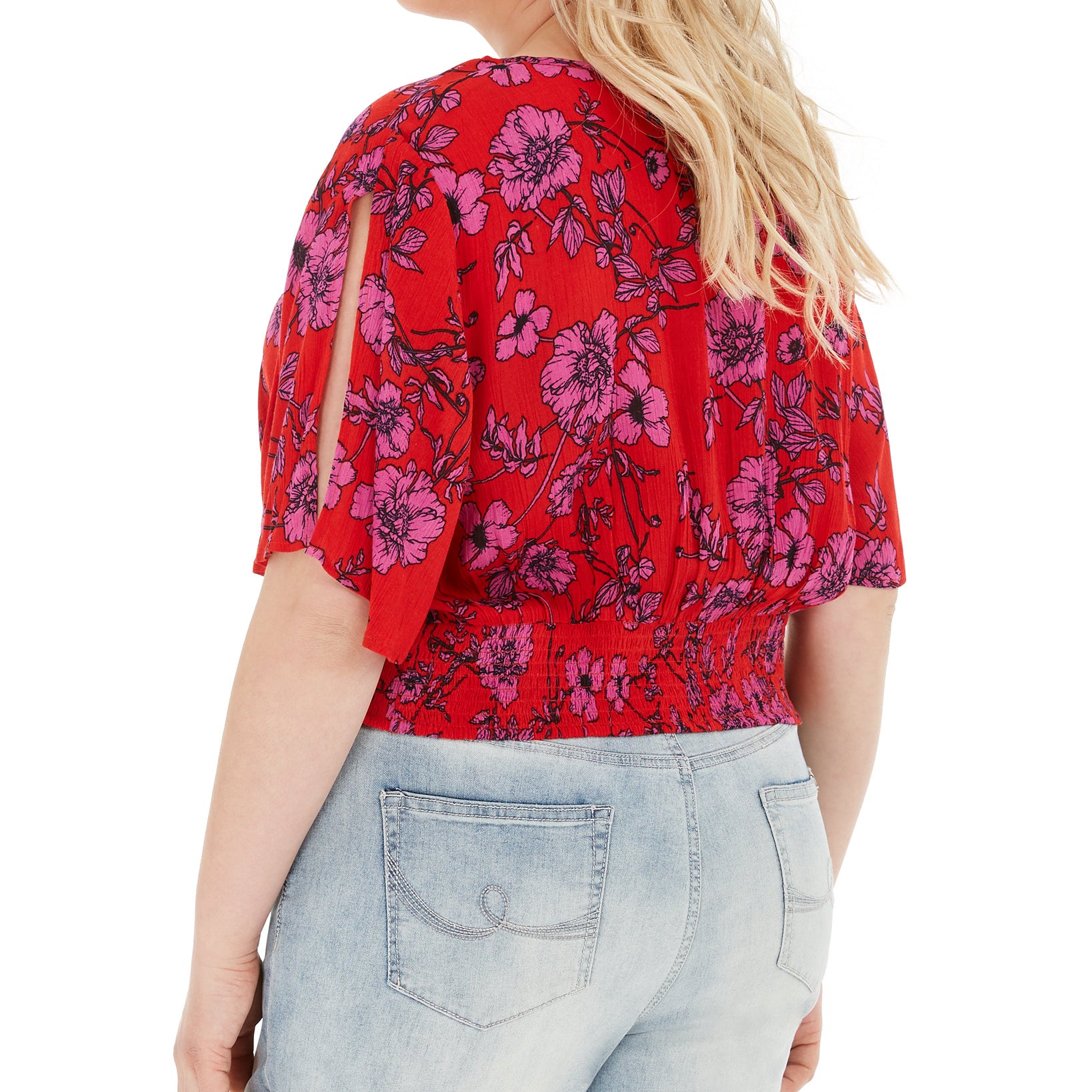 Band of Gypsies Women Plus Trendy Floral Print Cropped Blouse