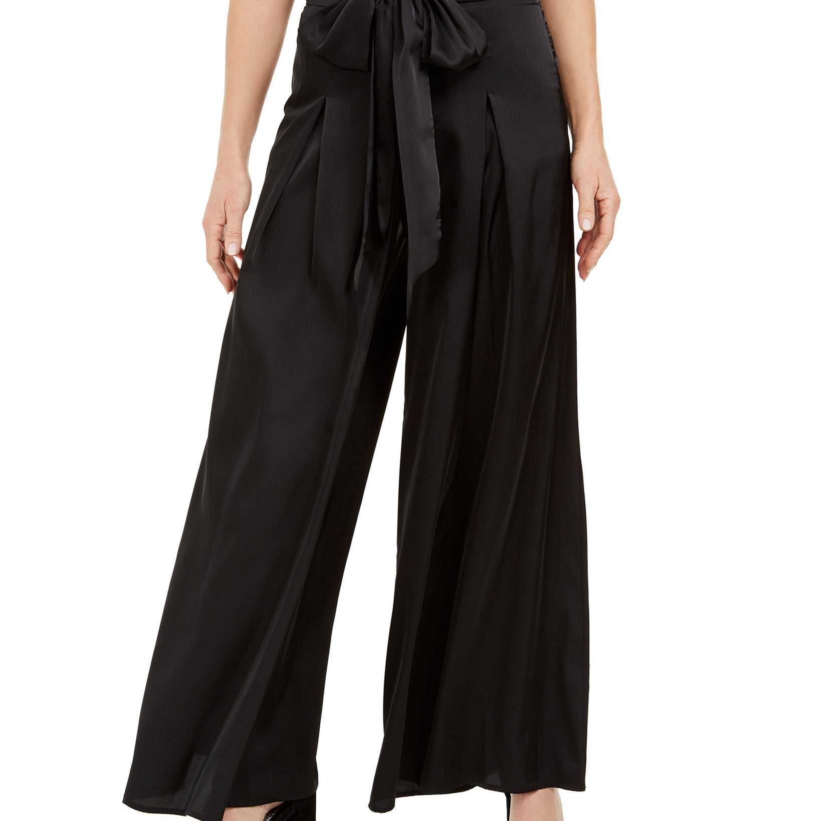 MSK Women Tie Front Wide Leg Pants Black