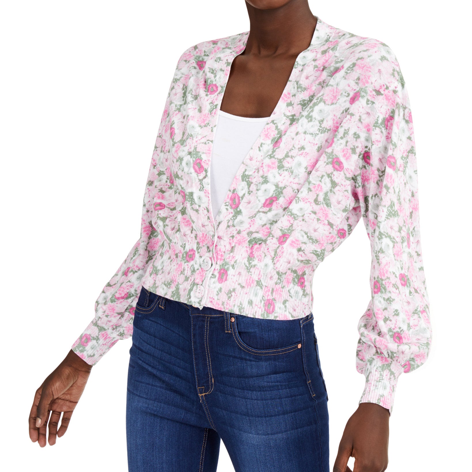 INC International Concepts Women Printed Cardigan Sweater Sybil Blooms
