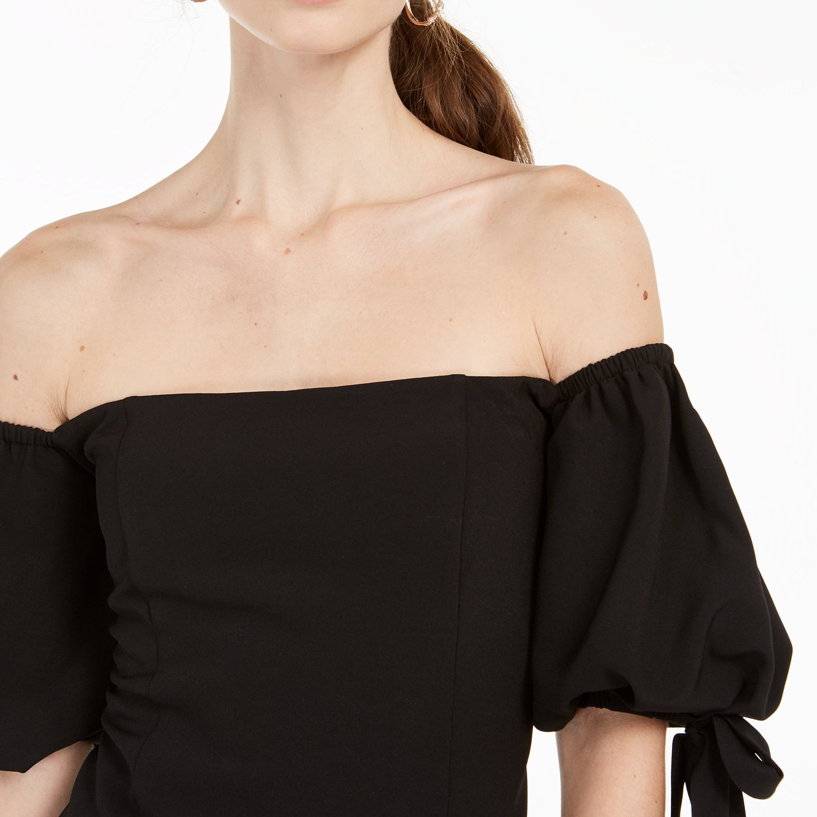 MSK Women Off The Shoulder Tie Sleeve Top