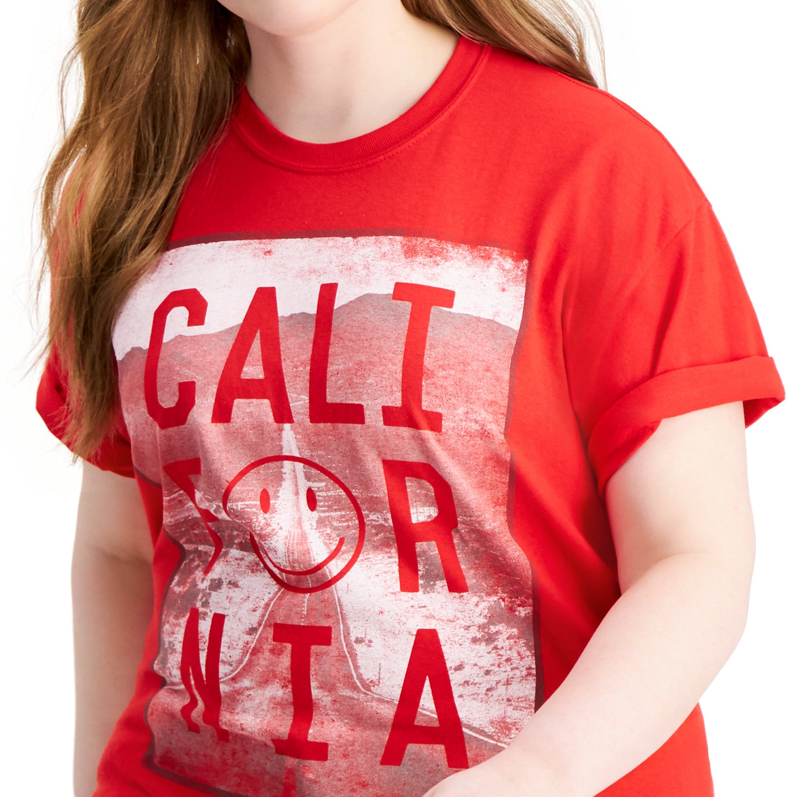 Love Tribe Women Plus Trendy California T Shirt Red