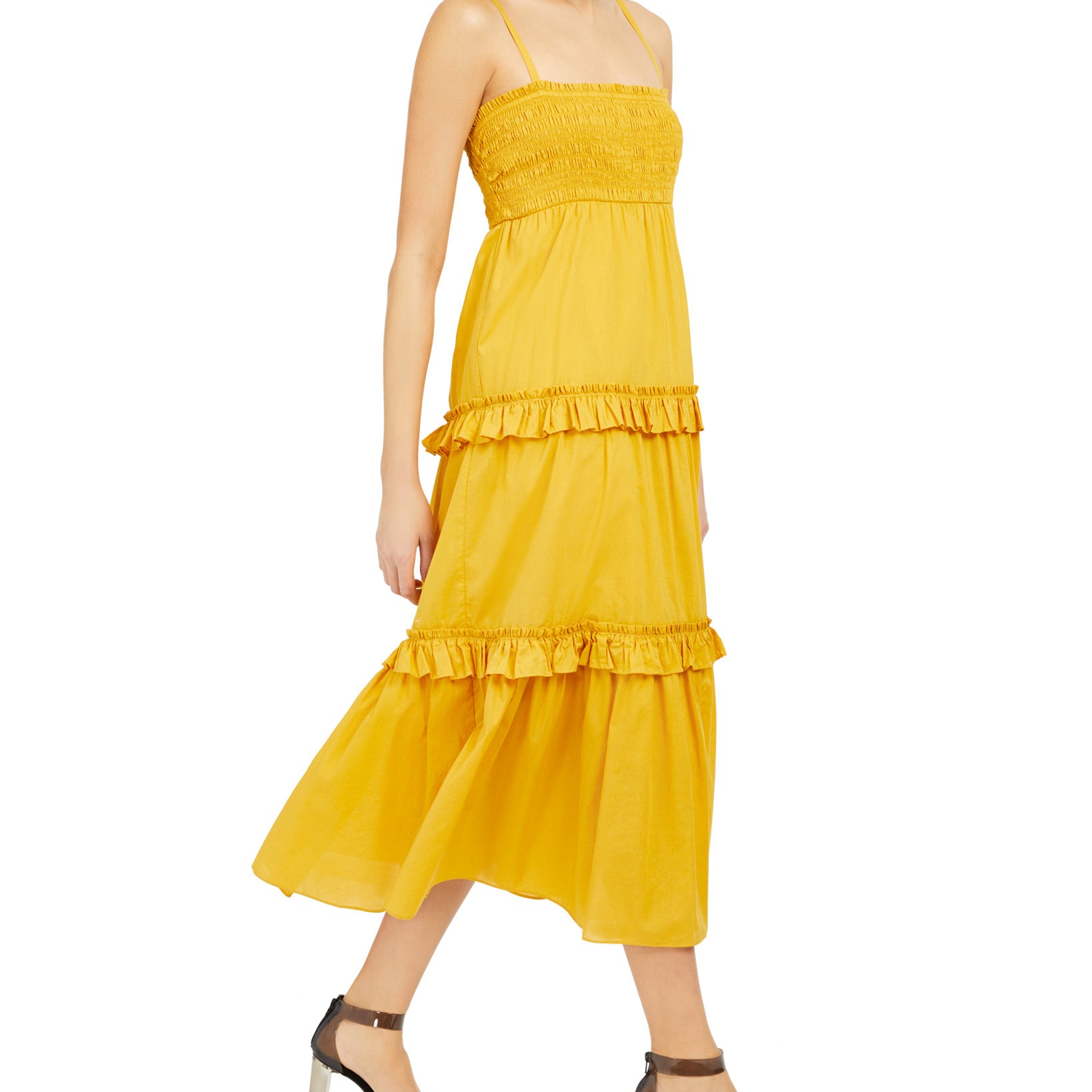 INC International Concepts Women Cotton Smocked Tiered Maxi Dress