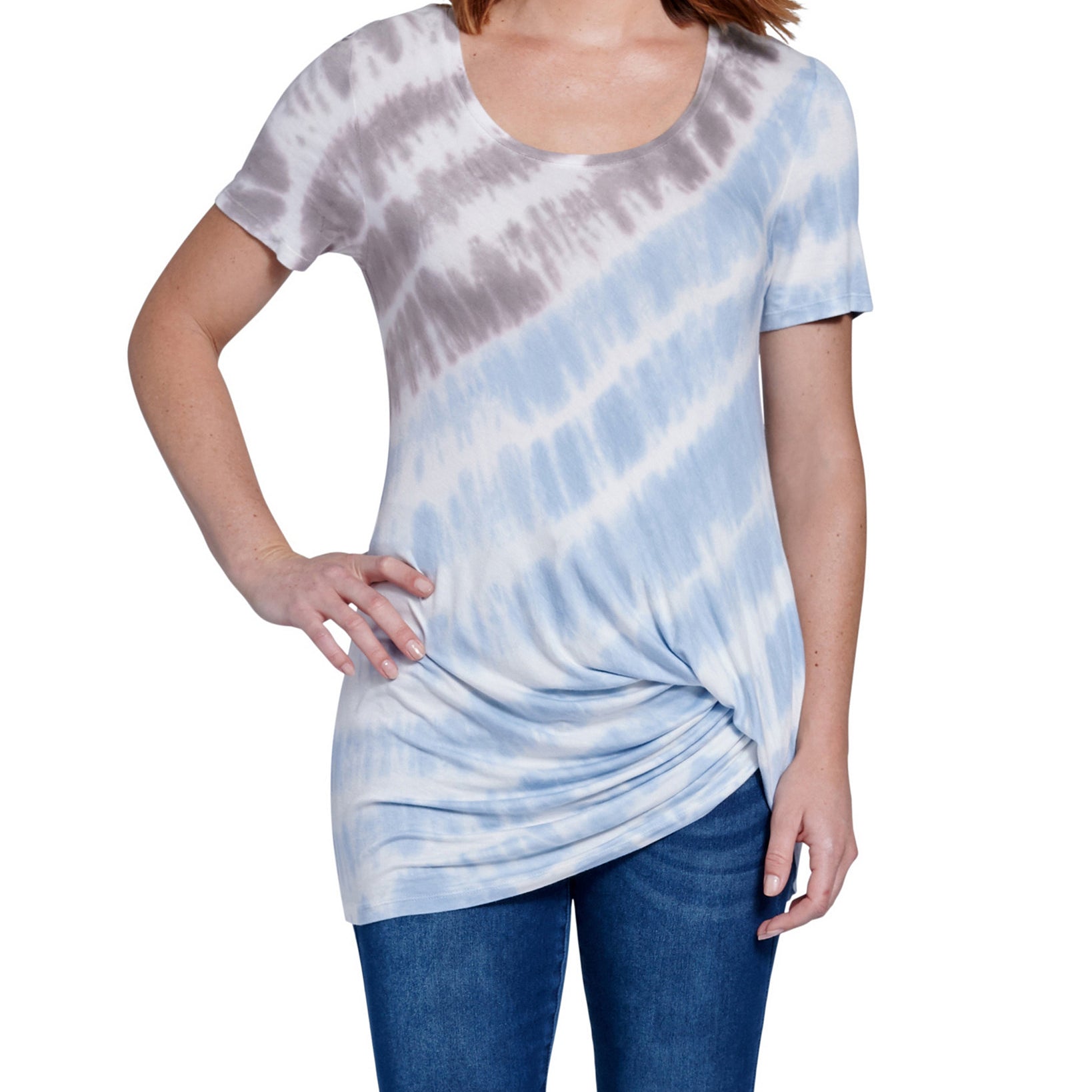 Seven7 Women Draped Tunic Silver Lak