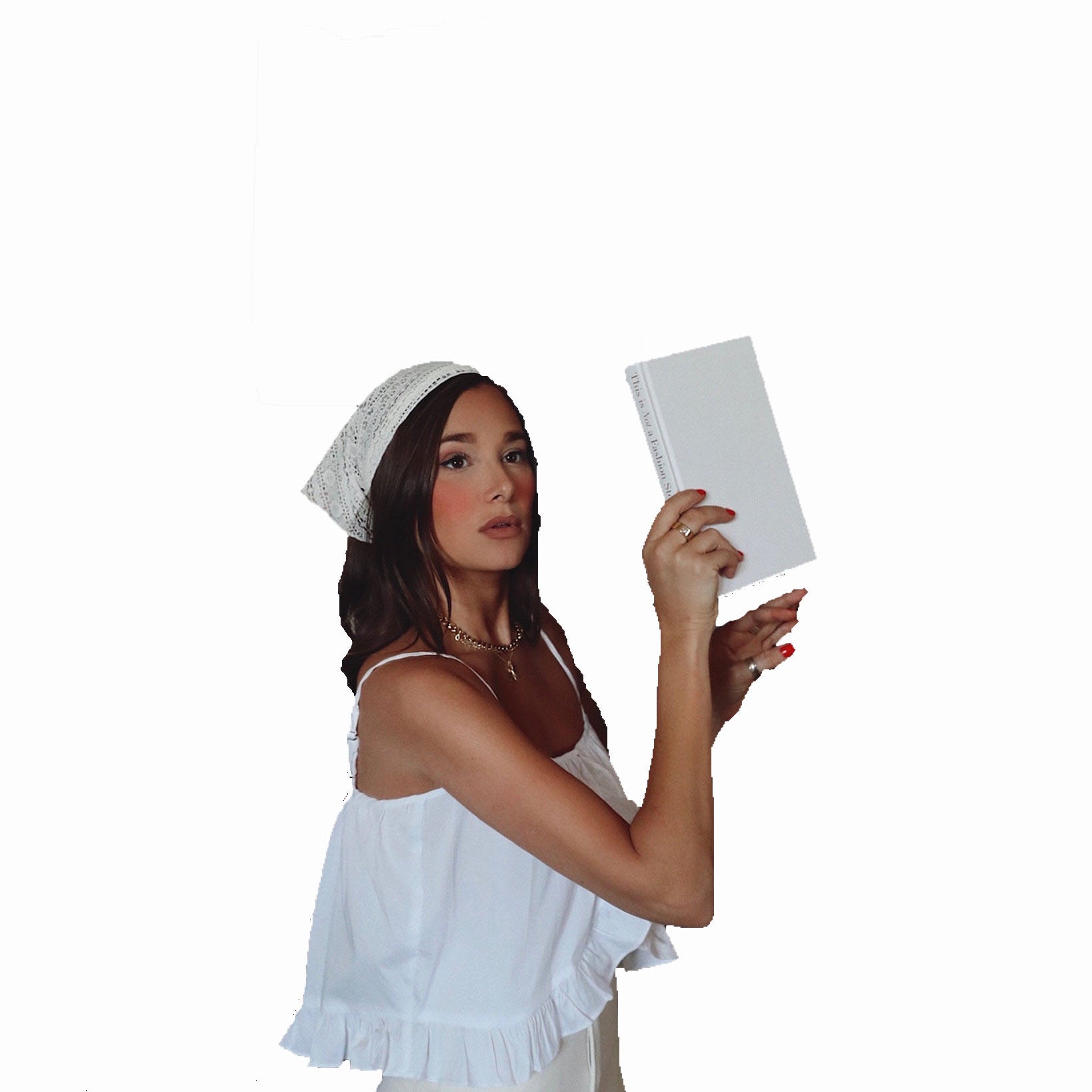 Danielle Bernstein Women Babydoll Ruffle Tank Top White