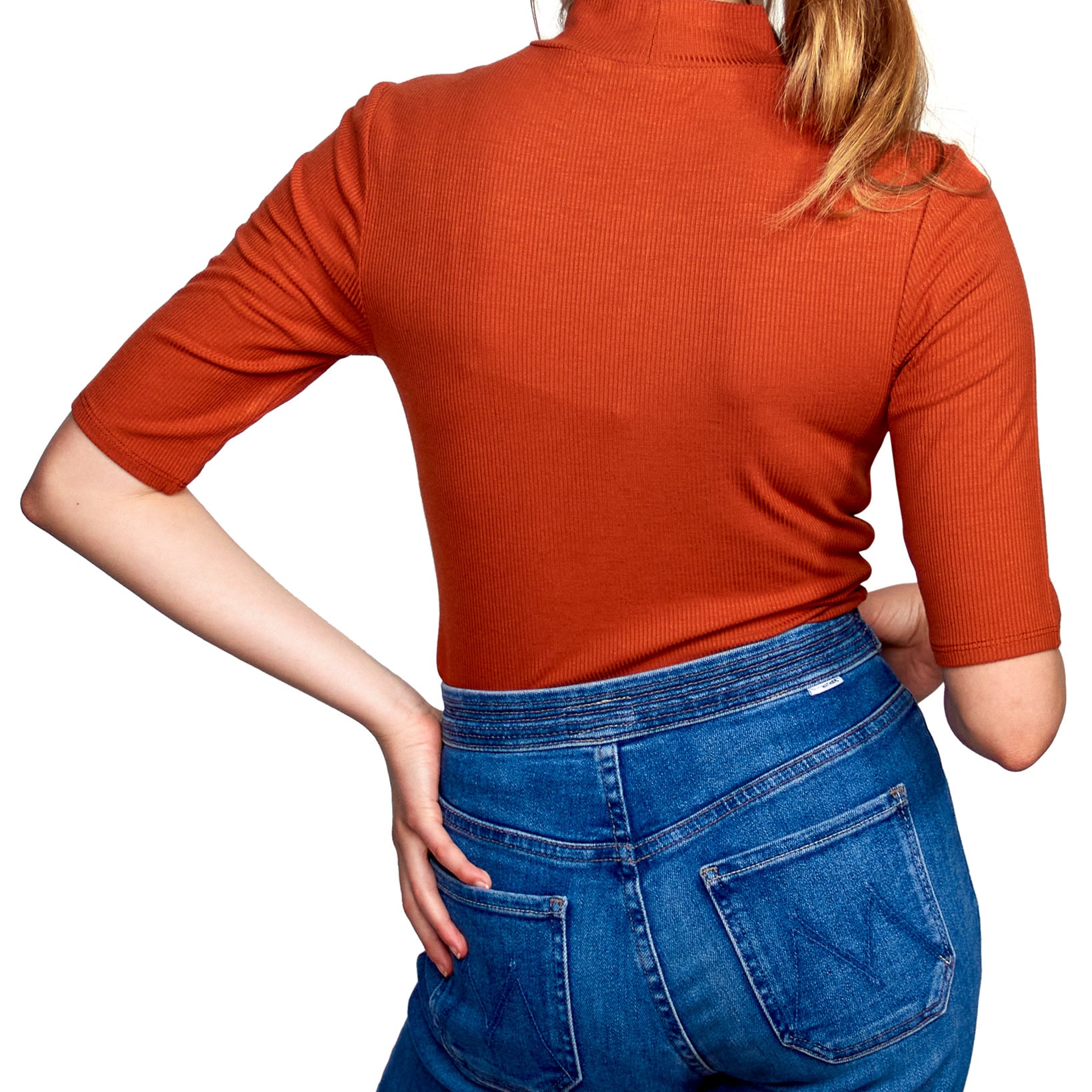 Self Esteem Women Rib Knit Mock Neck Bodysuit