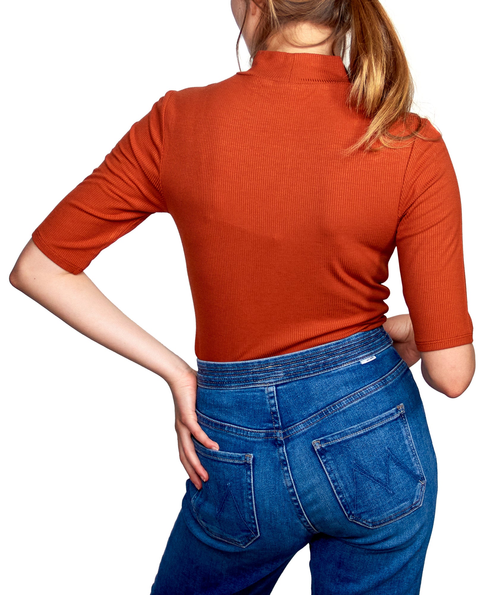 Self Esteem Women Rib Knit Mock Neck Bodysuit