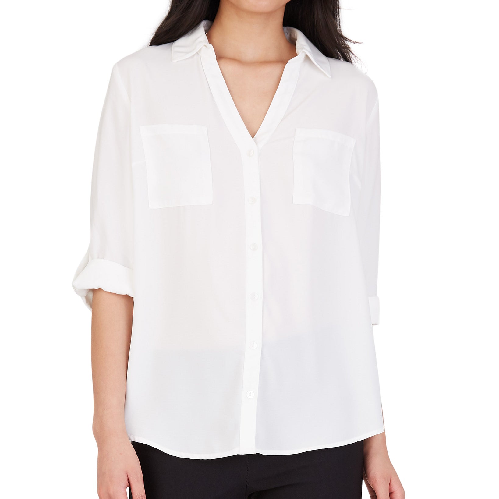 BCX Women Collared Shirt Off White