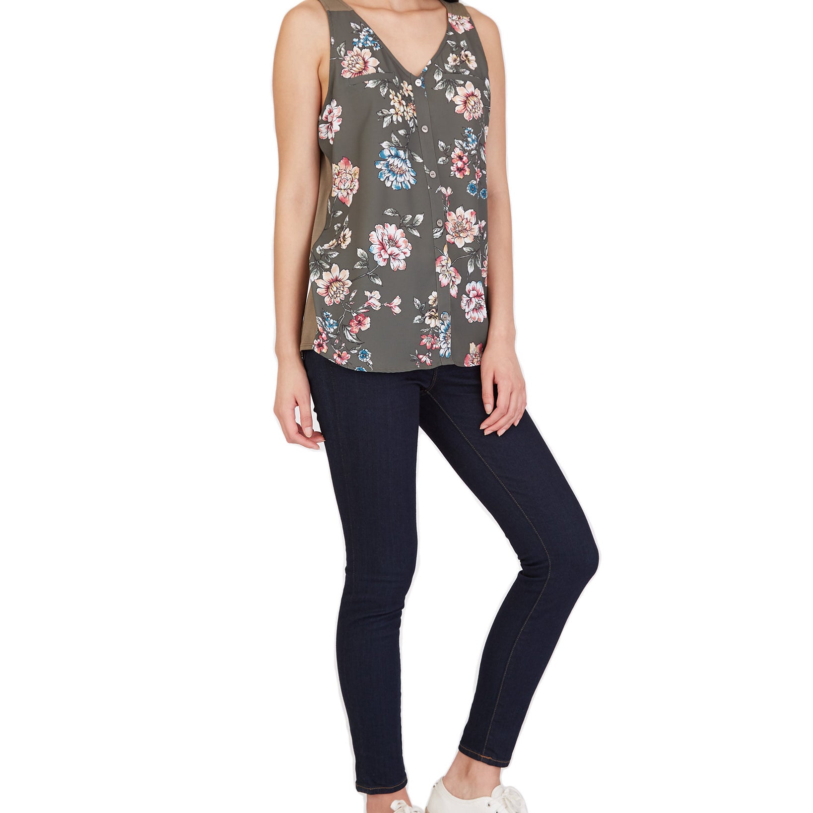 BCX Women Floral Print Contrast Back Top