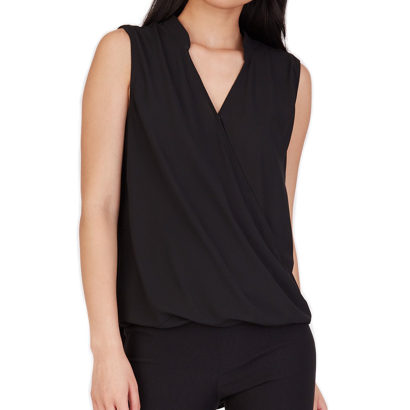 BCX-Women-Faux-Wrap-Top-Black