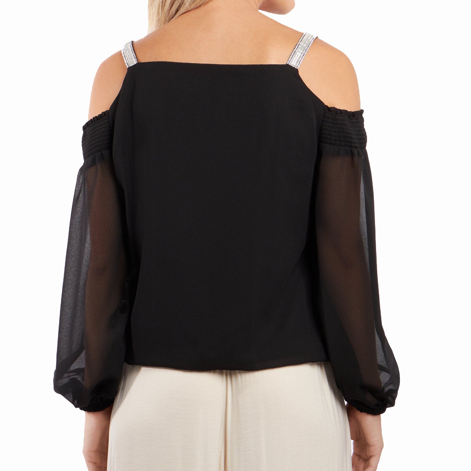 MSK Women Cold Shoulder Bubble Top