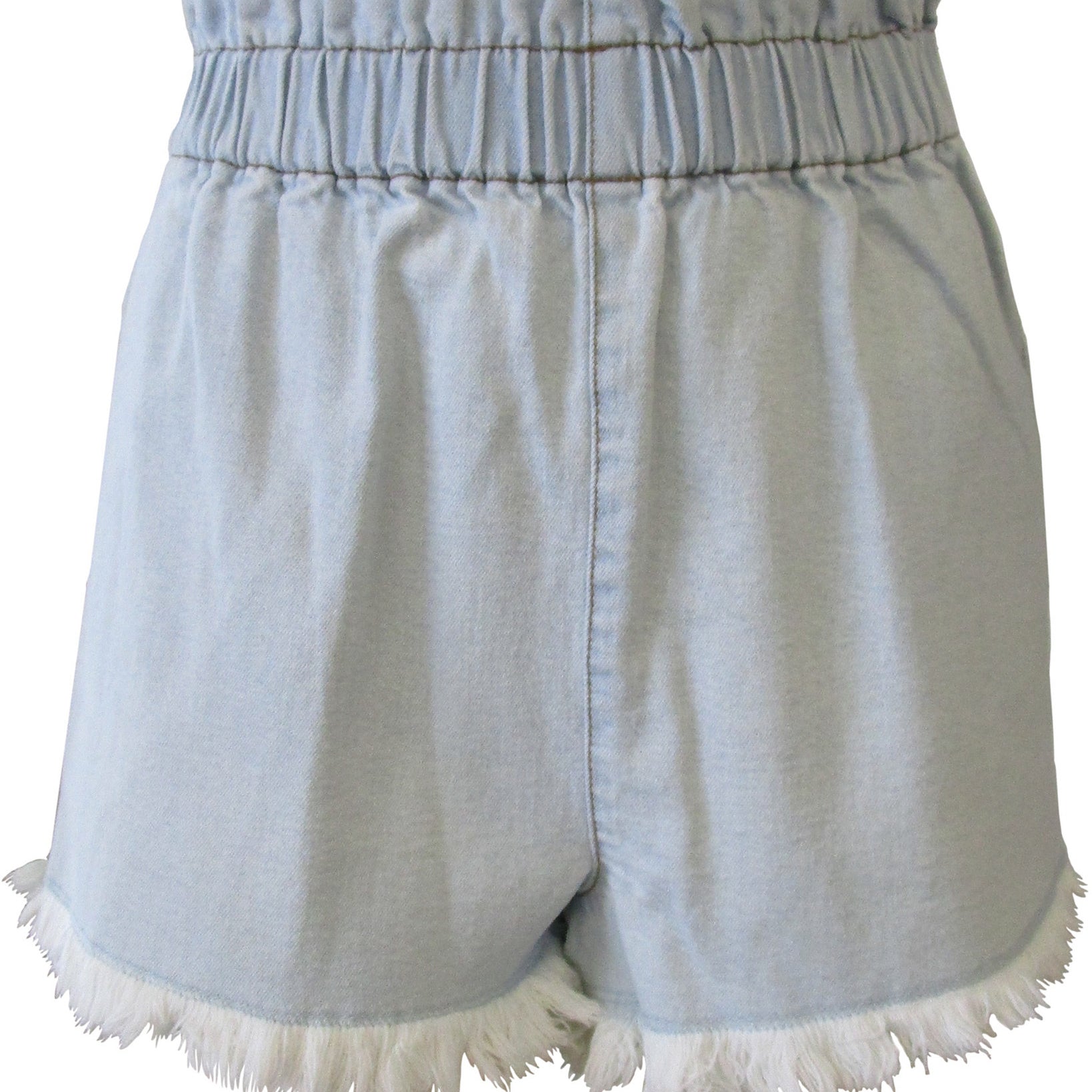 Tinseltown Women Pull On Frayed Denim Shorts Light Wash