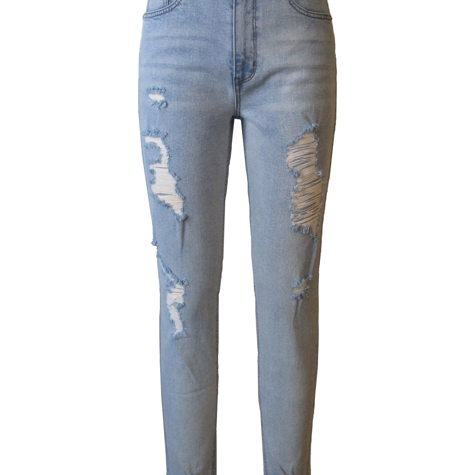 Tinseltown Women High Rise Distressed Mom Jeans Light Wash