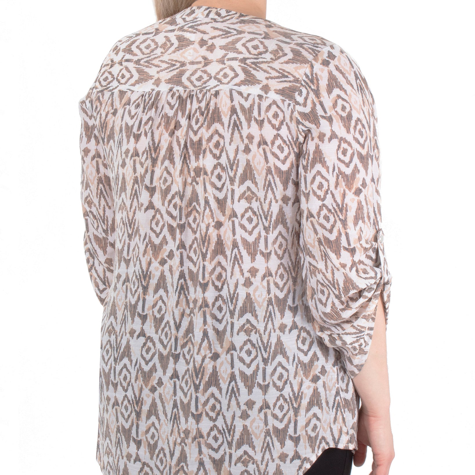 NY Collection Women Petite Printed Pintuck Top
