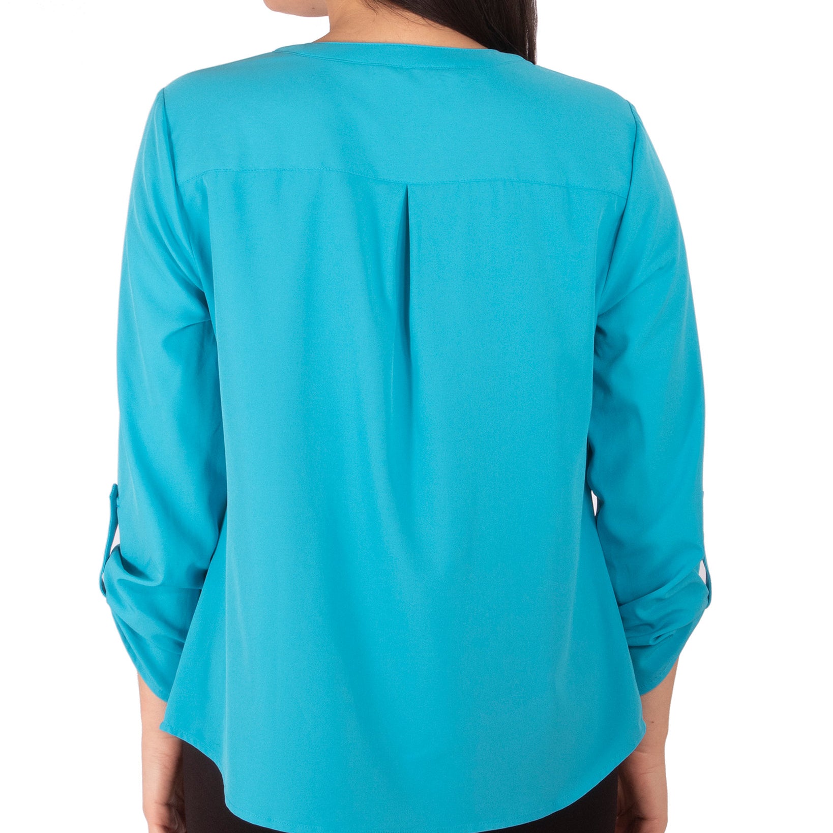 NY Collection Women Petite Roll Sleeve Blouse