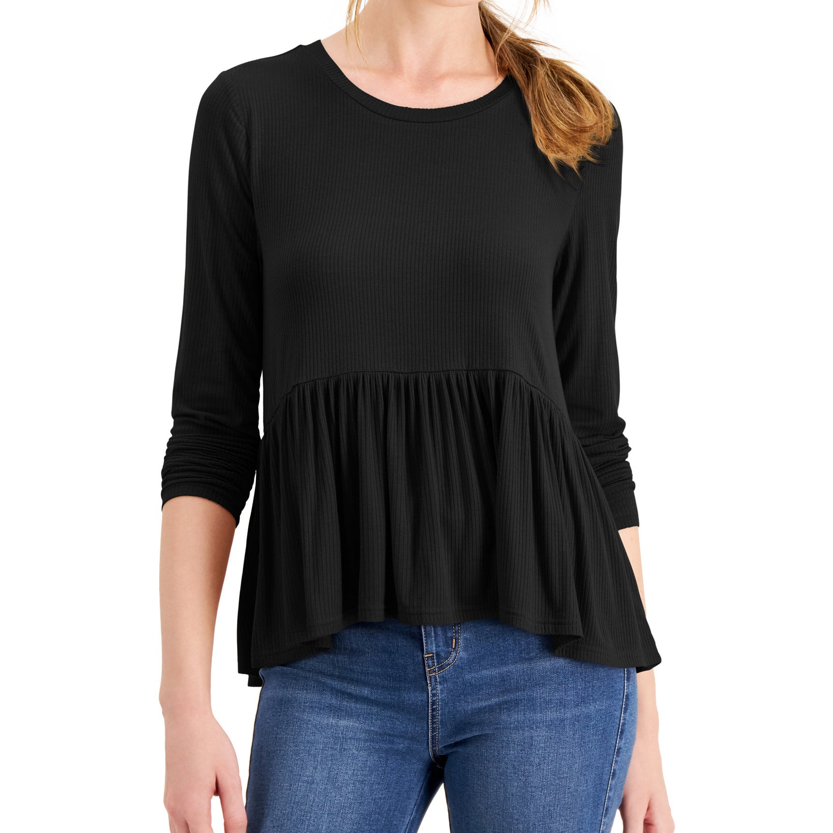 Hooked Up by IOT Women Babydoll Top Black